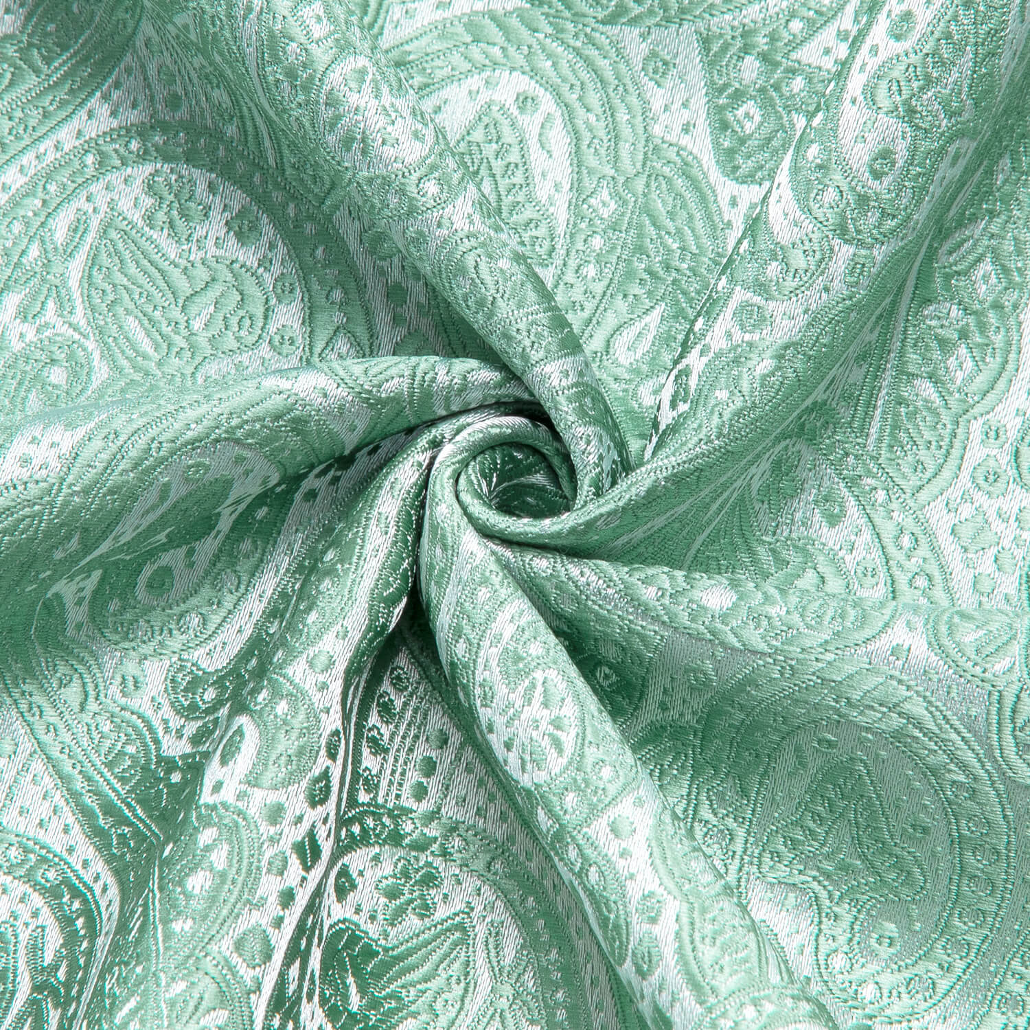 Hi-Tie Men's Button Down Shirt Mint Green Jacquard Floral Silk Shirt