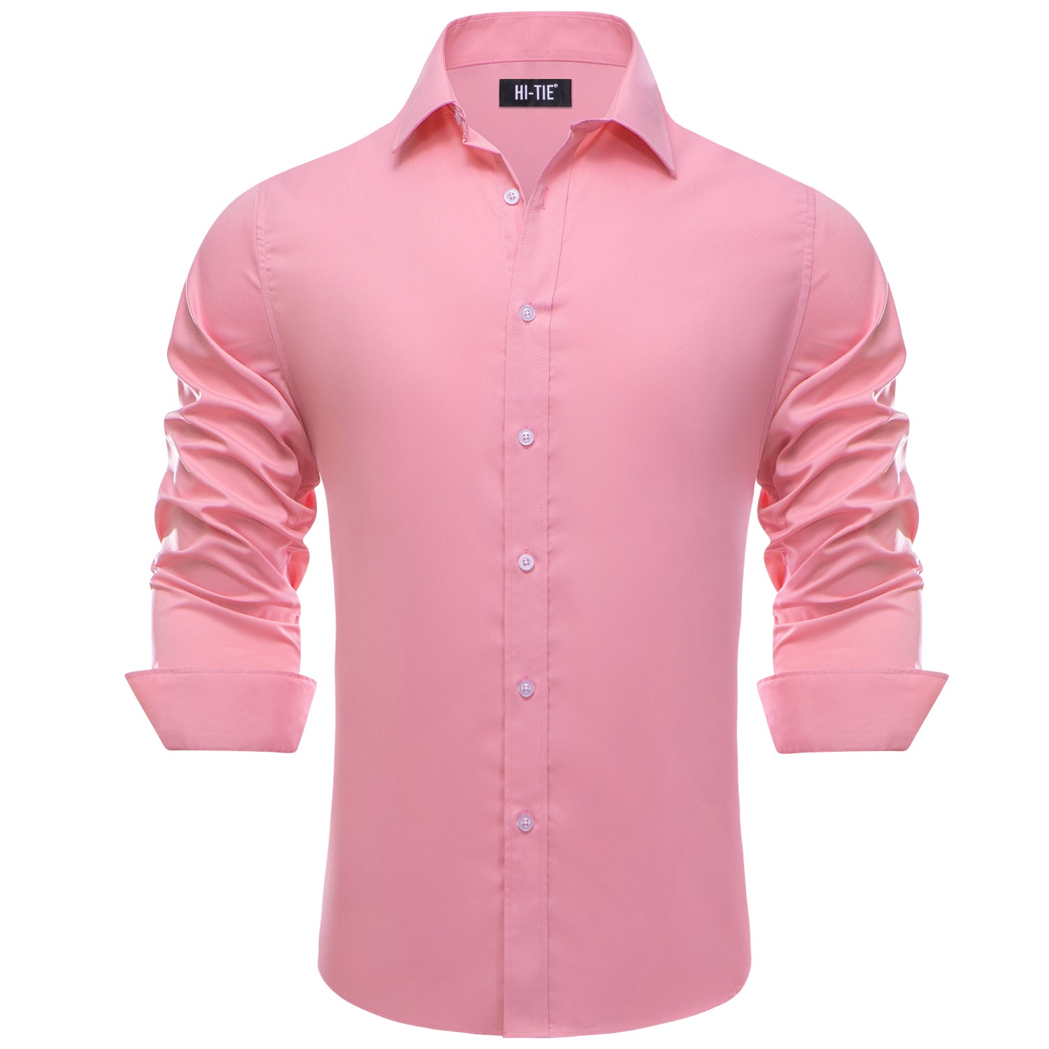 Long Sleeve Shirt Pink Solid Mens Dress Shirt