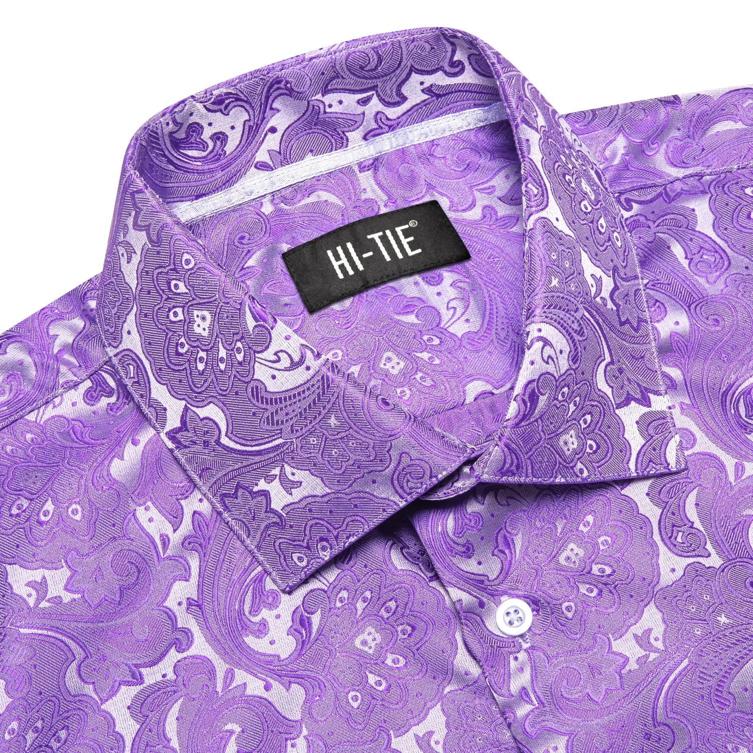 Collar and neckline details for Paisley Shirt Amethyst Purple
