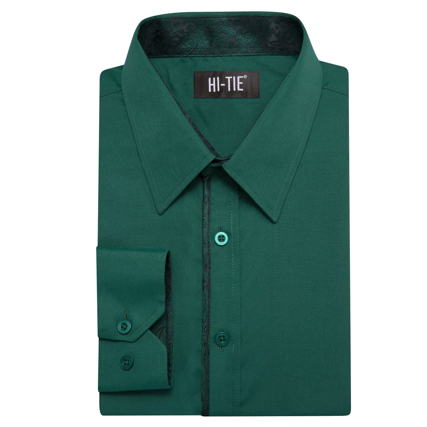 Hi-Tie Button Down Shirt Solid SeaGreen Shirt with Jacquard Collar