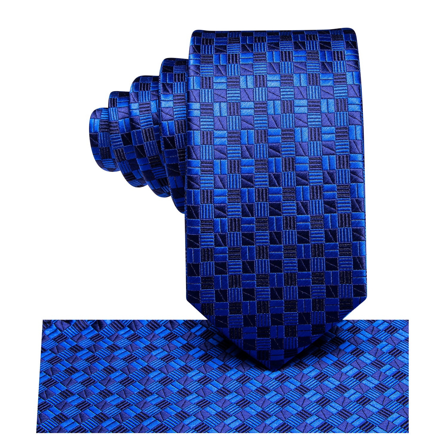 Klein Blue Small Plaid Kids Tie Pocket Square 6cm
