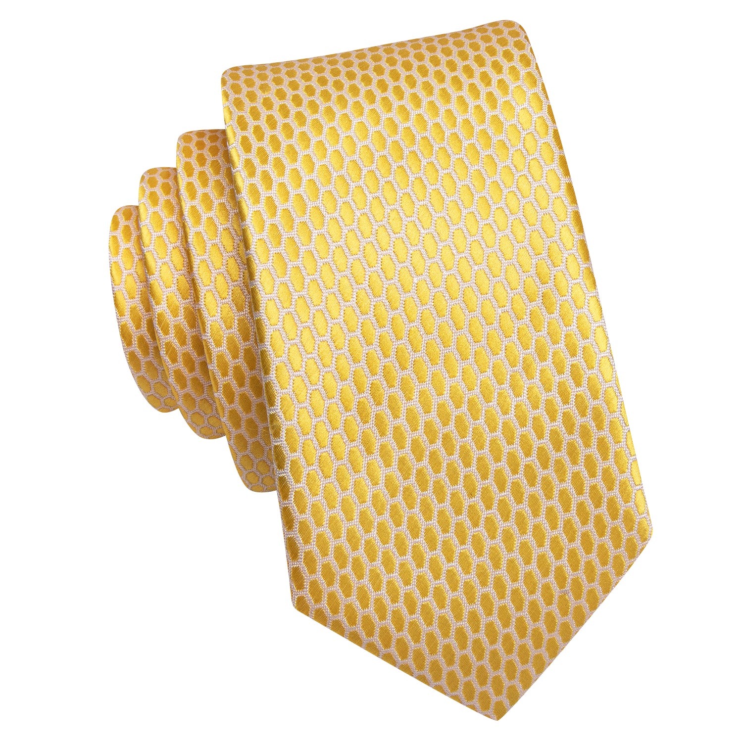 Yellow Geometric Children's Kids Boys Tie Pocket Square 6cm