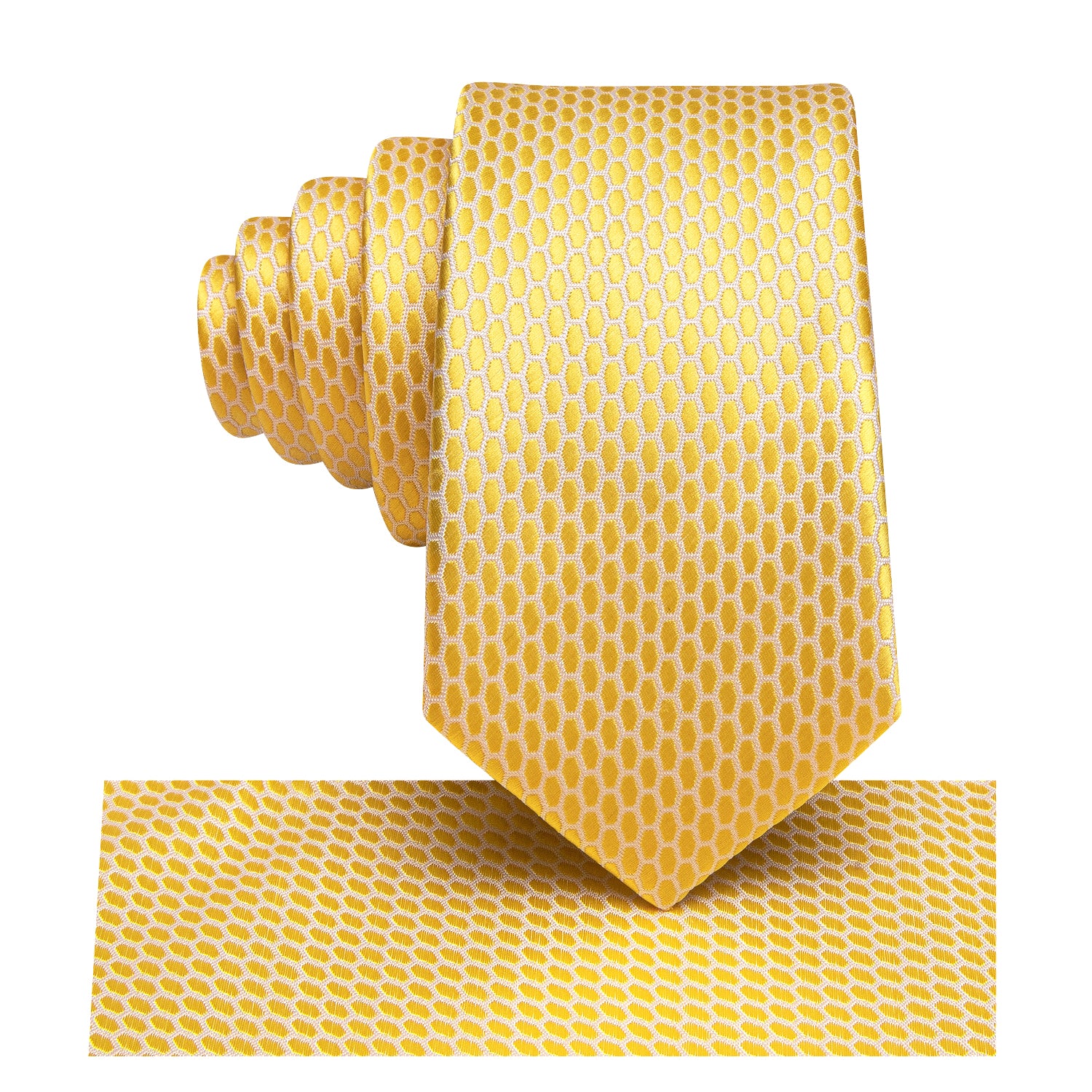 Yellow Geometric Children's Kids Boys Tie Pocket Square 6cm