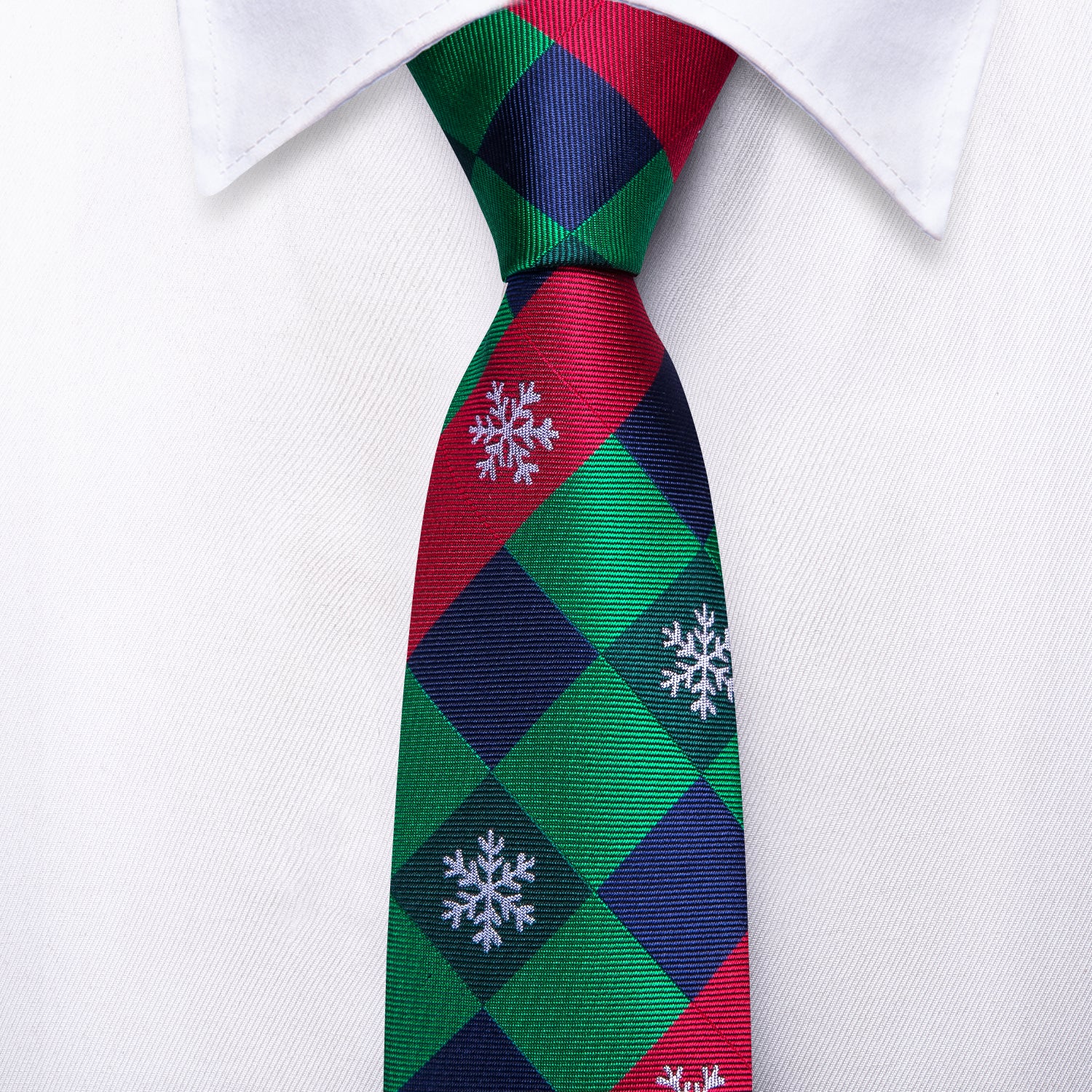 Green White Snowflakes Children's Tie Pocket Square