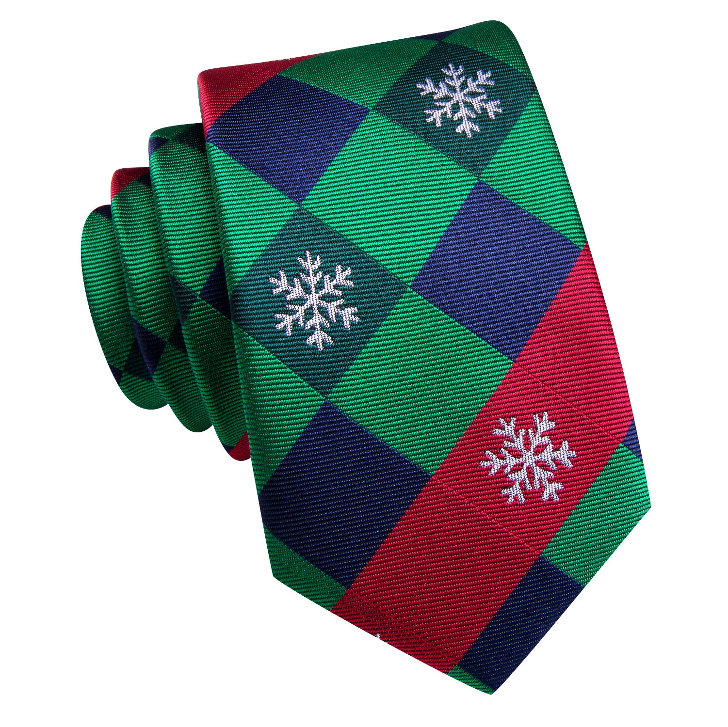 Green White Snowflakes Children's Tie Pocket Square
