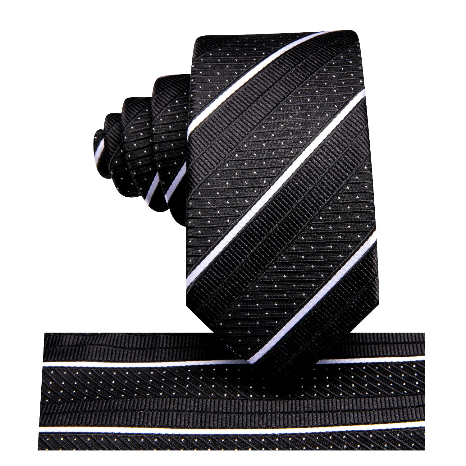 Black White Striped Children's Tie Pocket Square