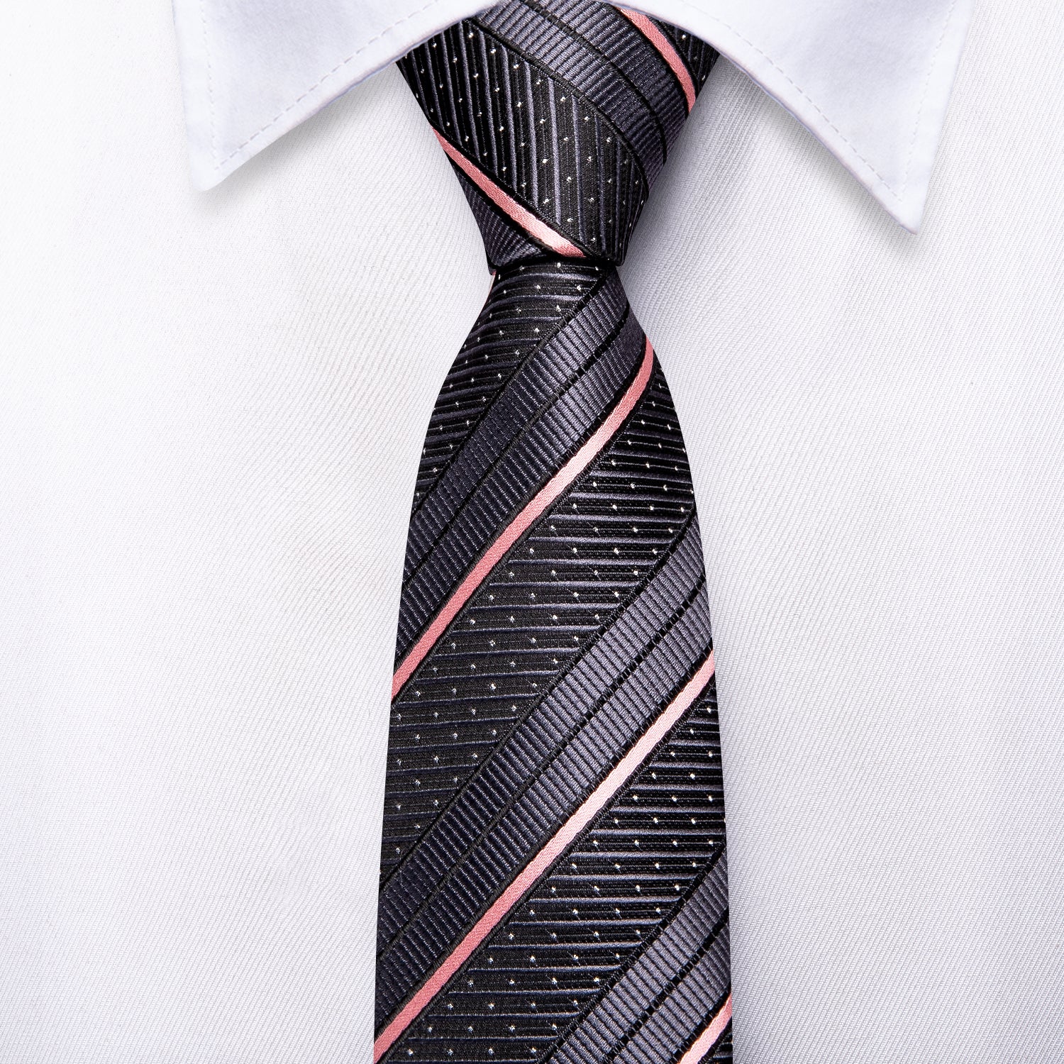Black Pink Striped Children's Tie Pocket Square