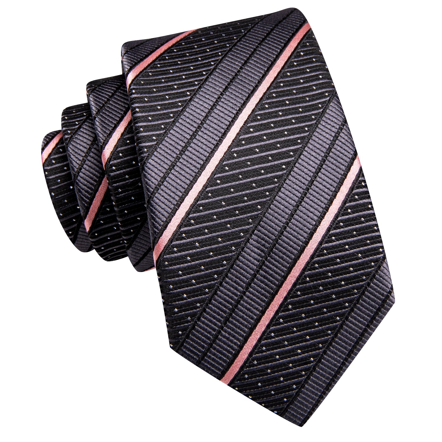 Black Pink Striped Children's Tie Pocket Square