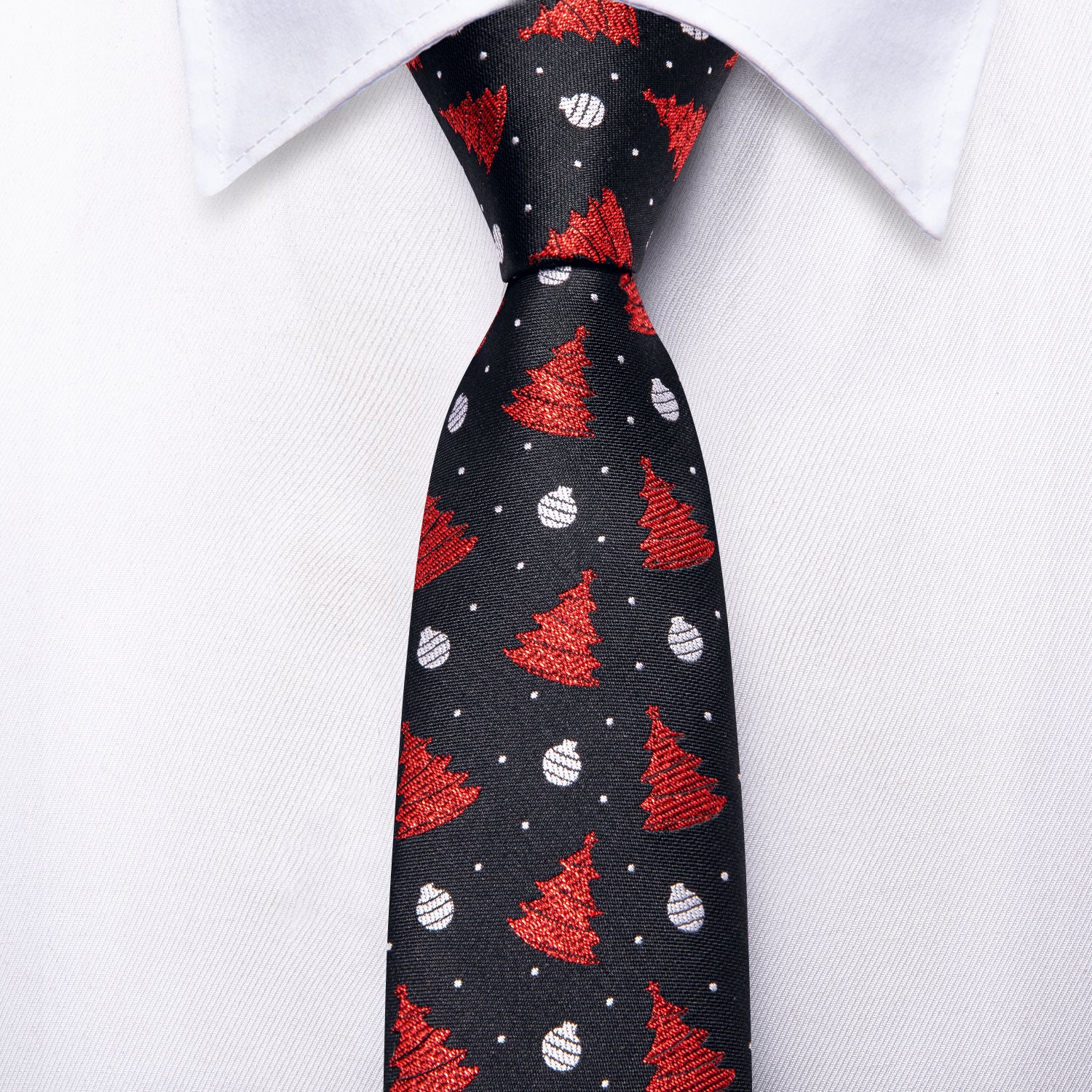 Black Red Christmas Tree Children's Tie Pocket Square