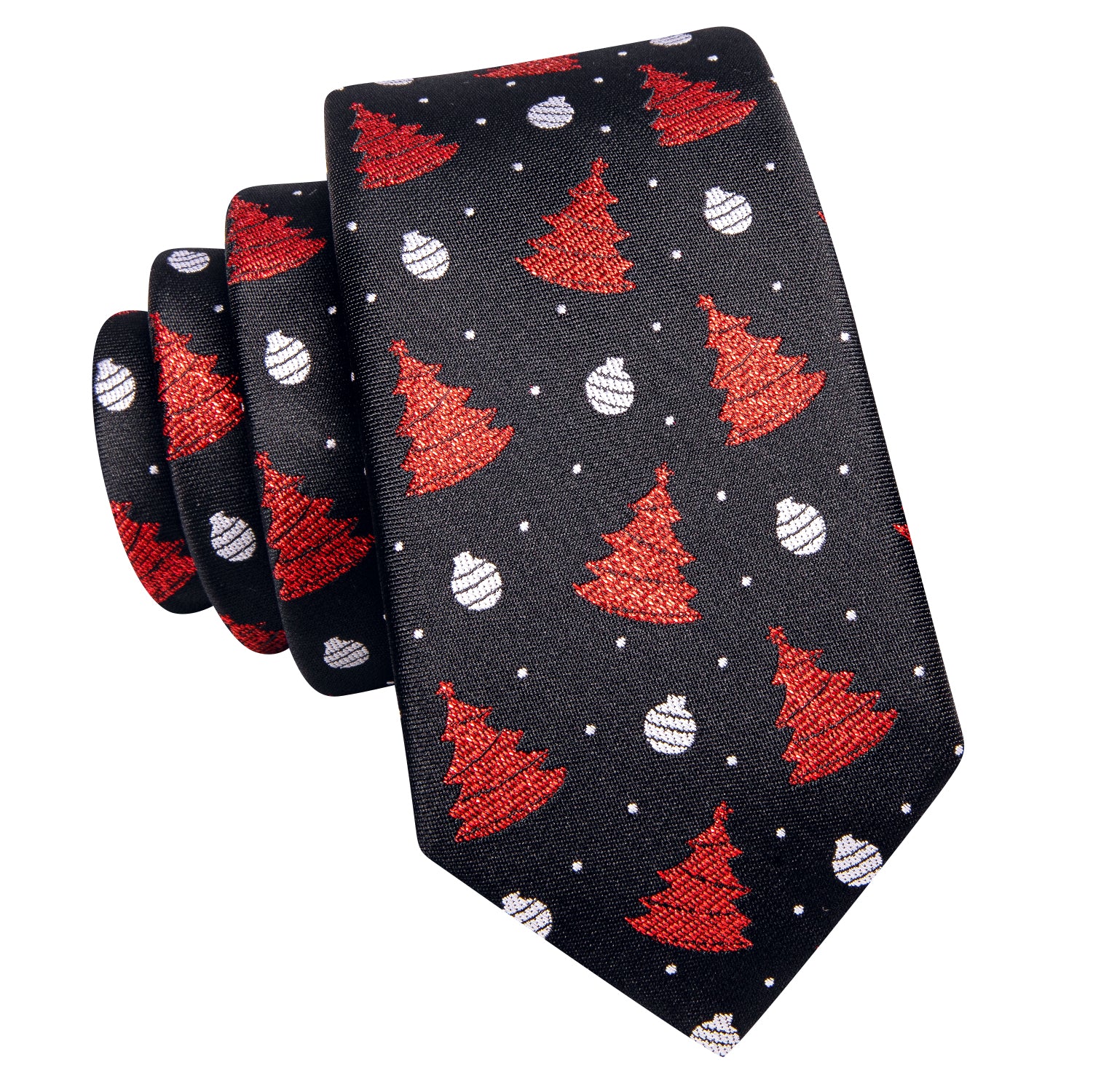Black Red Christmas Tree Children's Tie Pocket Square
