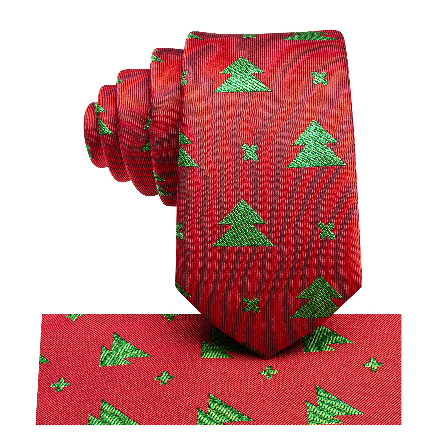 Red Green Christmas Tree Children's Tie Pocket Square