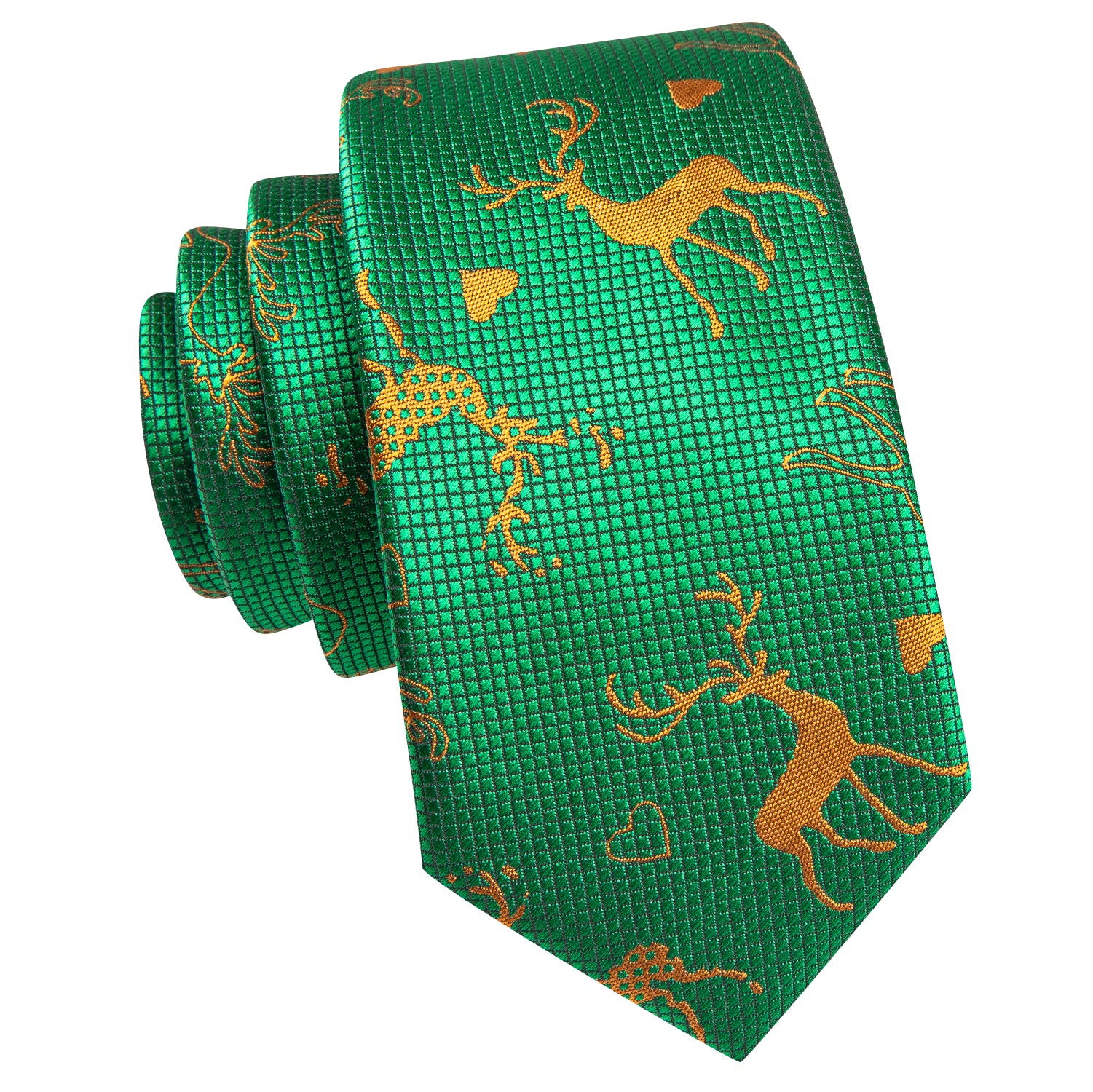 Green Christmas Deer Children's Tie Pocket Square