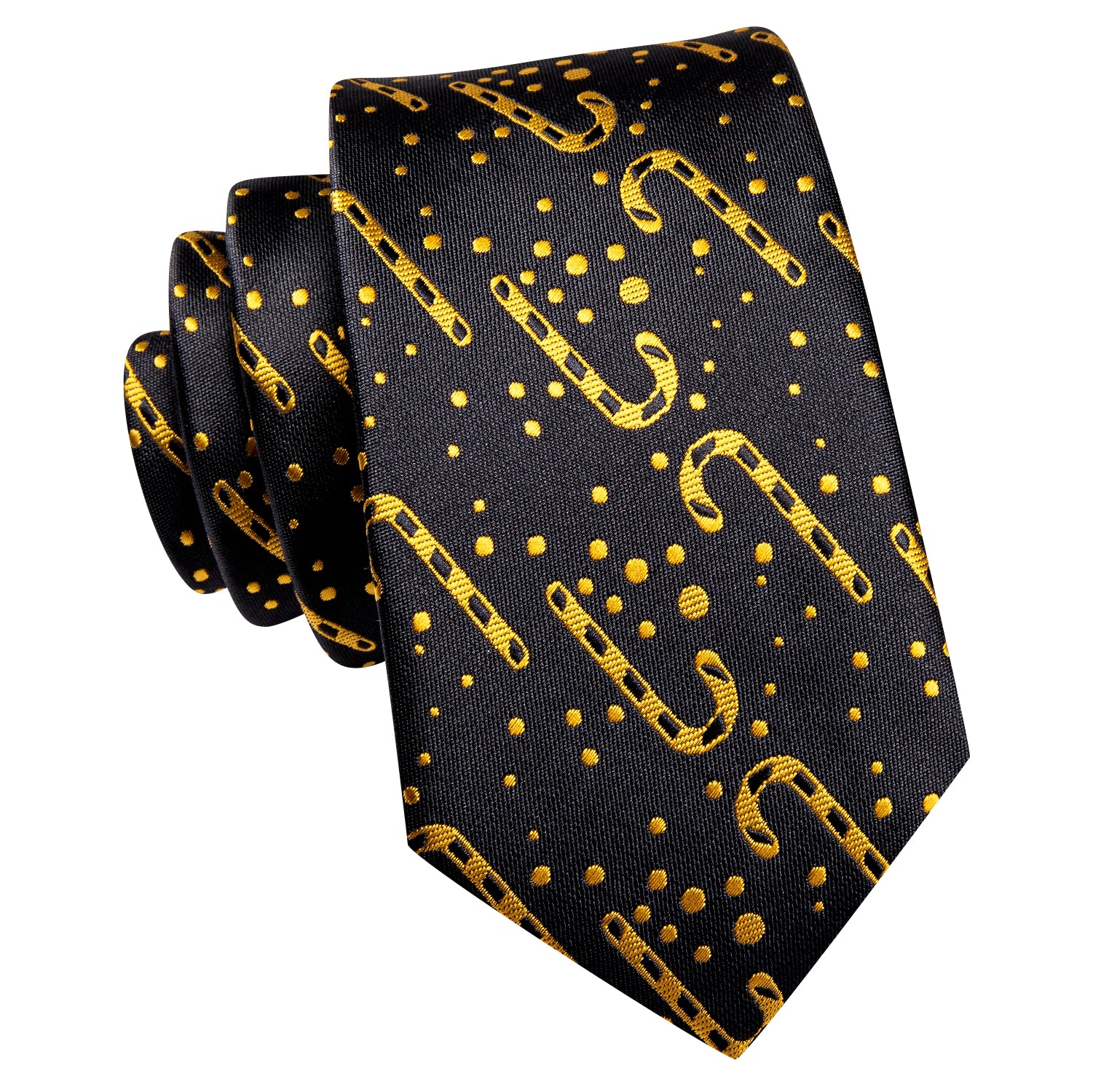 Black Gold Christmas Cane Children's Tie Pocket Square