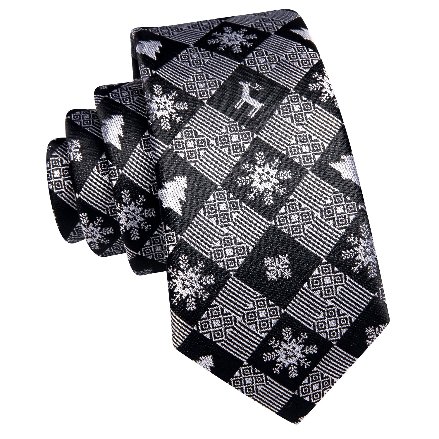 Black White Christmas Snowflakes Children's Tie Pocket Square