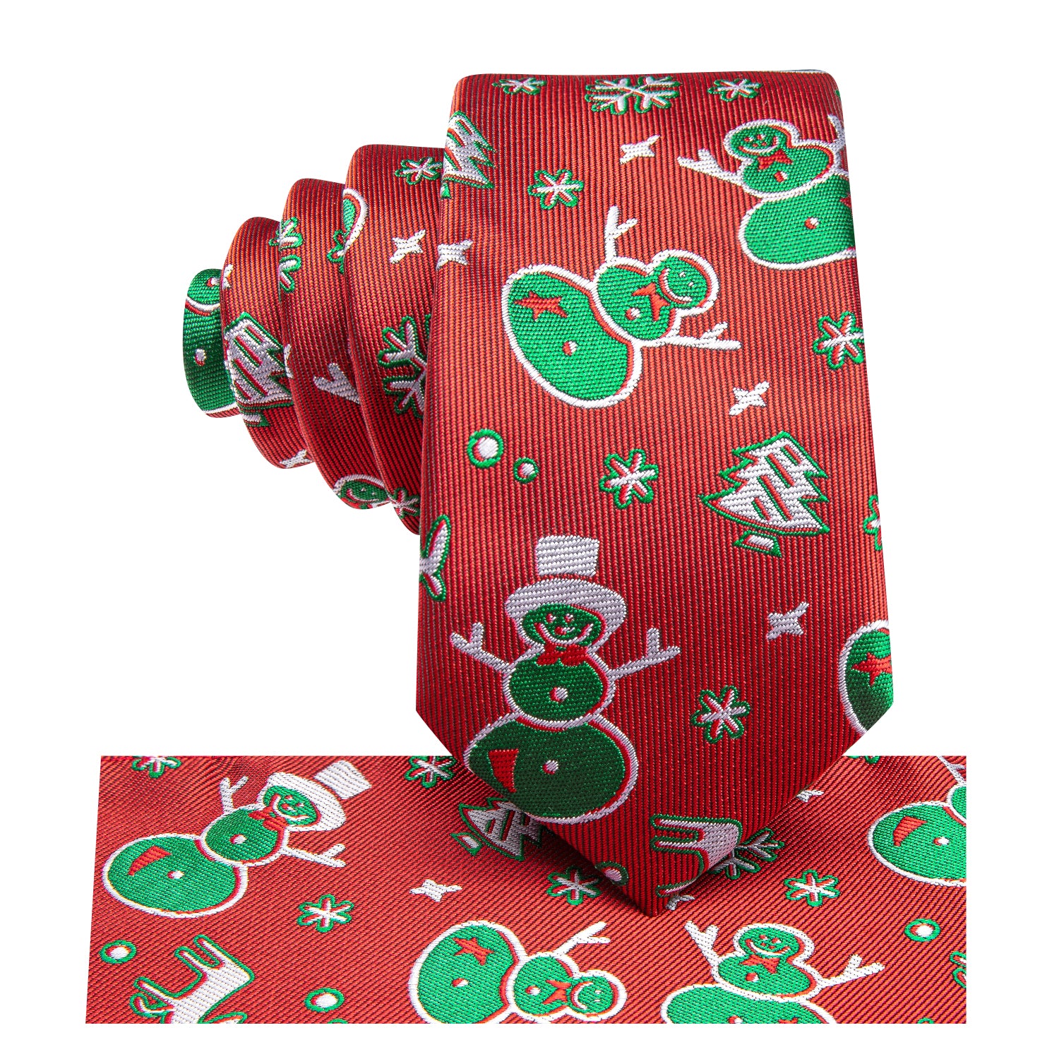 Red Christmas Snowmen Children's Tie Pocket Square