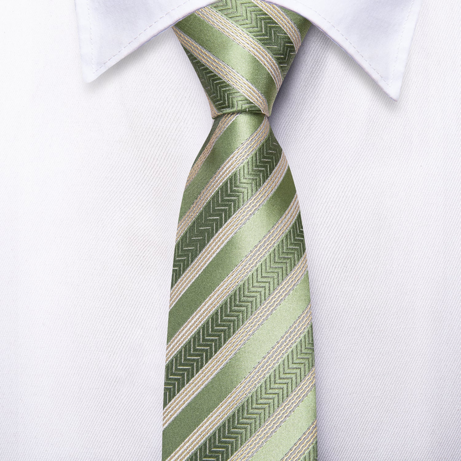 Grass Green Striped Children's Tie Pocket Square