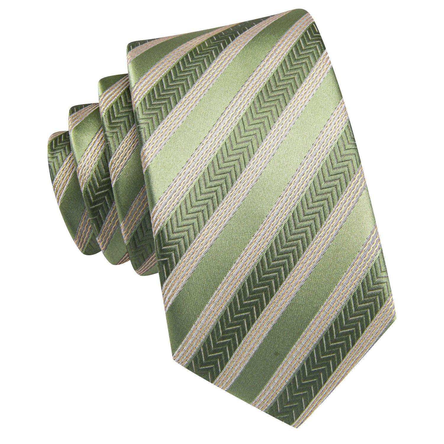 Grass Green Striped Children's Tie Pocket Square