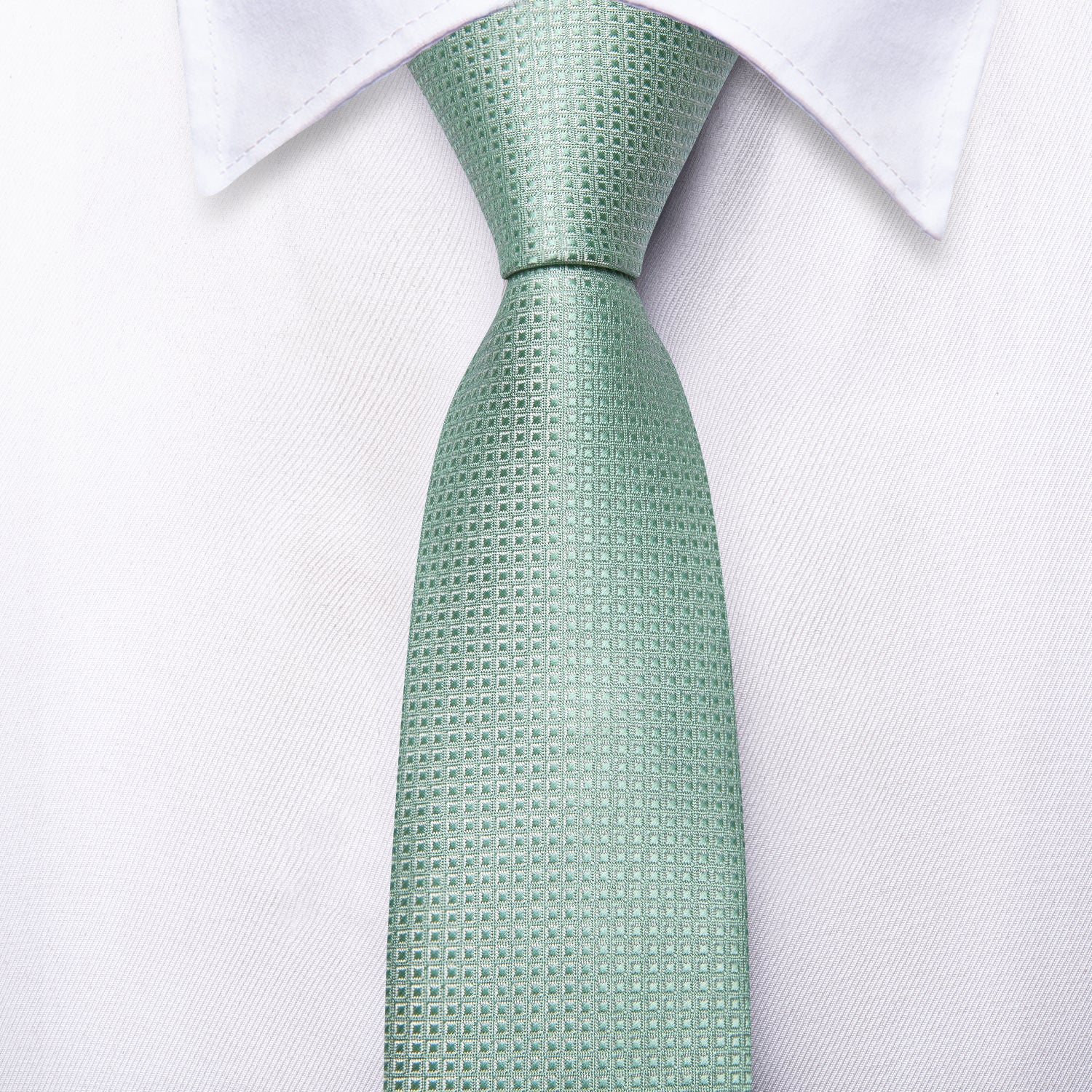 Mint Green Plaid Boys Tie Pocket Square 6cm