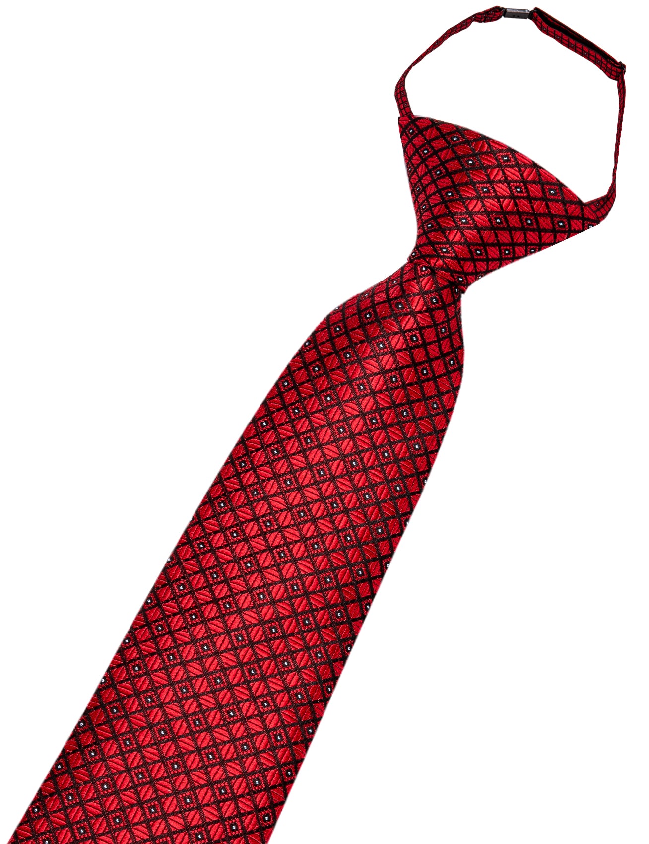 Black Red Plaid Boys Pre-tied Adjustable Tie Pocket Square