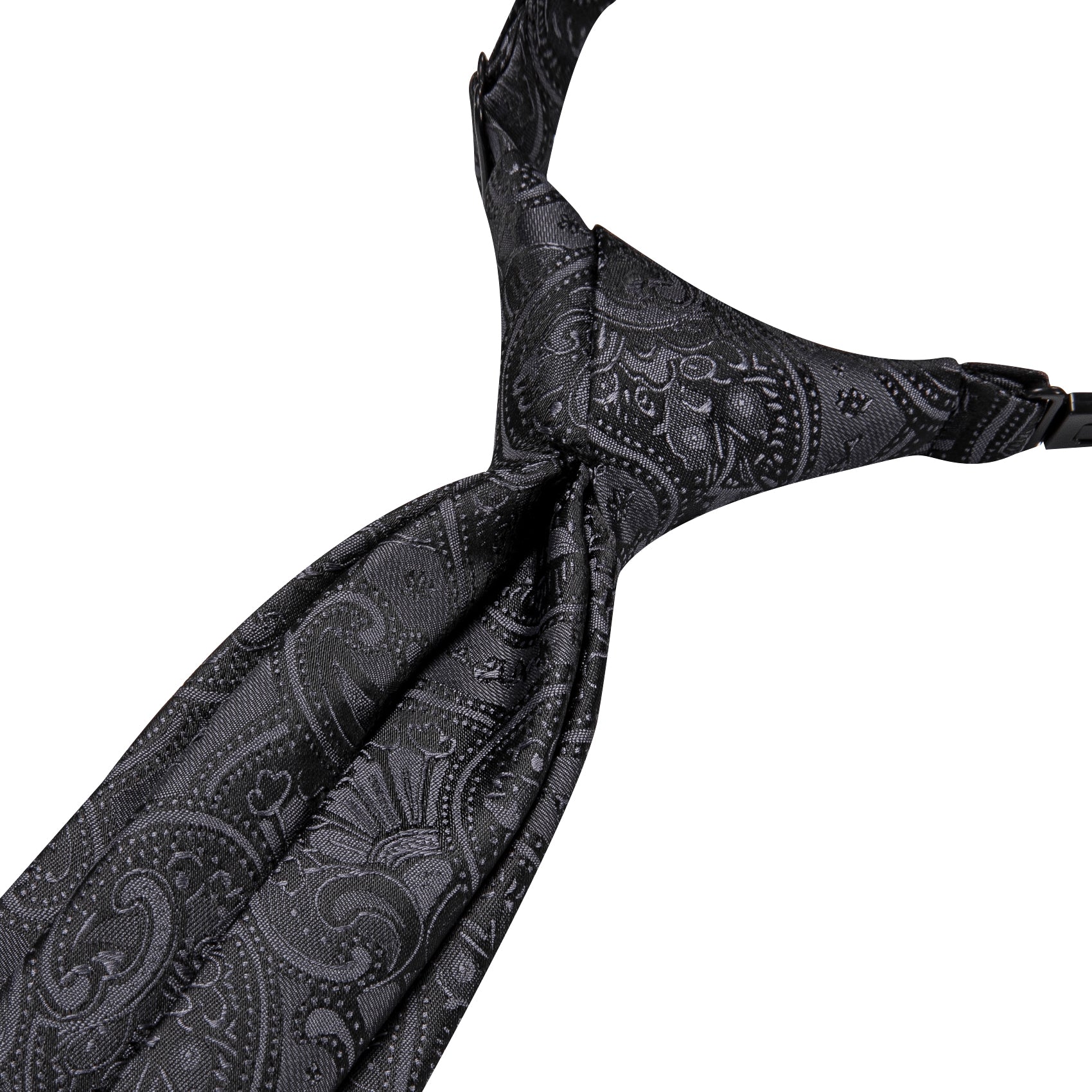 Black Paisley Boys Pre-tied Adjustable Kids Tie Pocket Square