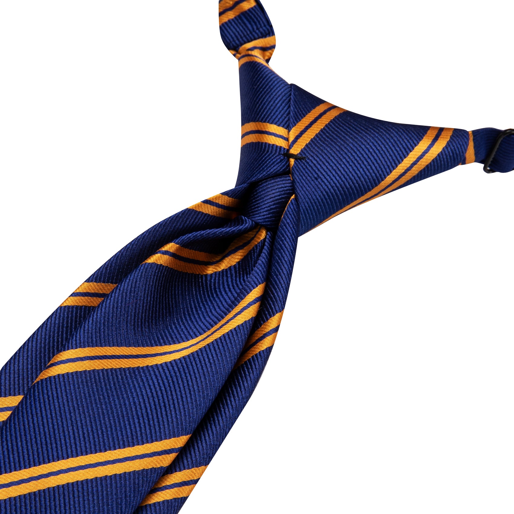 Blue Yellow Striped Pre-tied Adjustable Tie Pocket Square