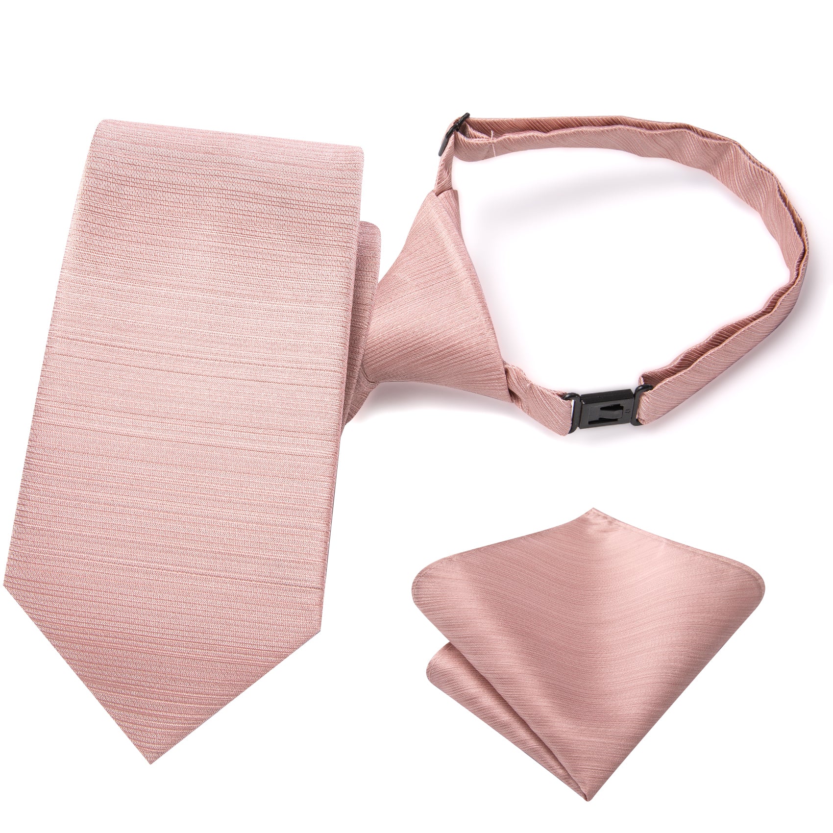 Pink Solid Pre-tied Adjustable Tie Pocket Square