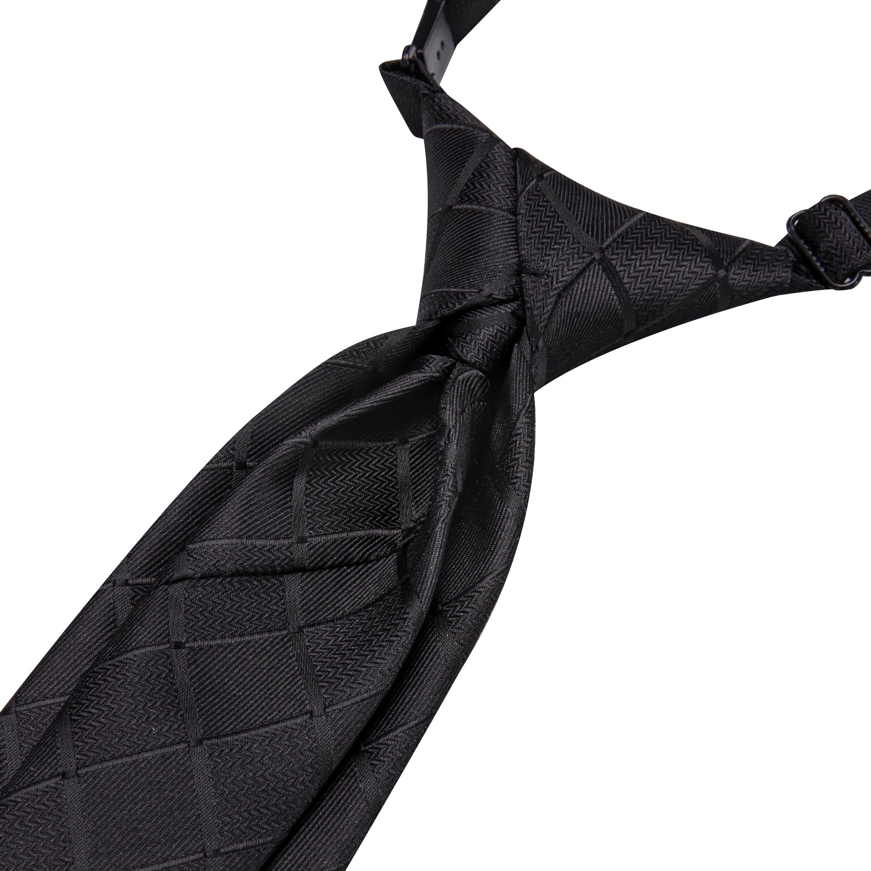 Black Plaid Pre-tied Adjustable Tie Pocket Square