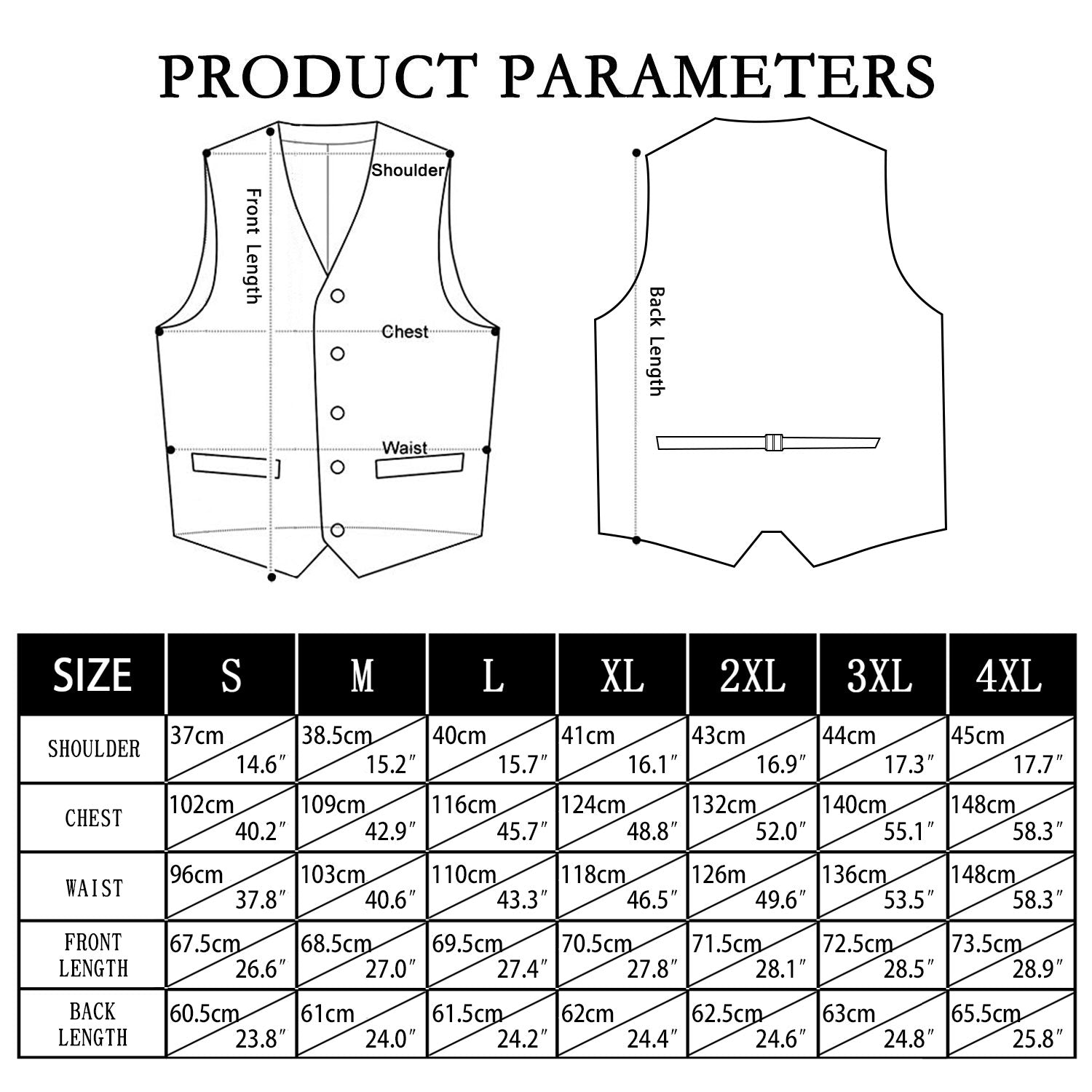 size chart for hI-Tie green paisley waistcoat