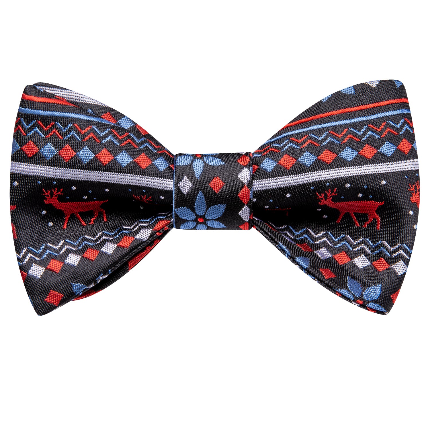 Black Blue Christmas Novelty Self-tied Bow Tie Hanky Cufflinks Set