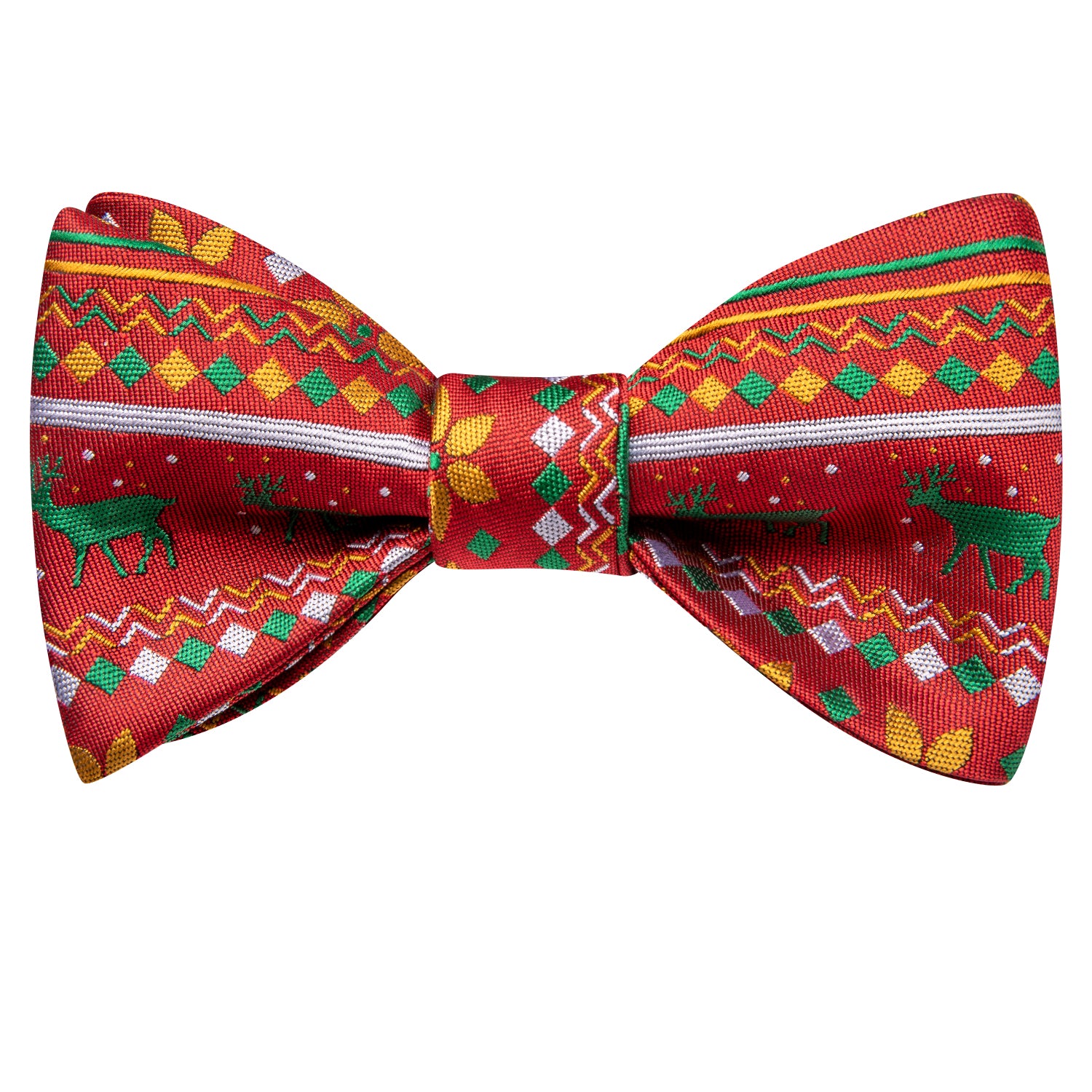 Red Green Christmas Novelty Self-tied Bow Tie Hanky Cufflinks Set