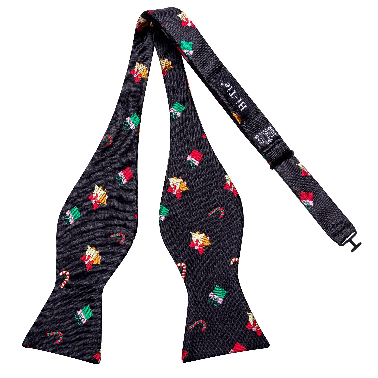 Black Christmas Novelty Self-tied Bow Tie Hanky Cufflinks Set