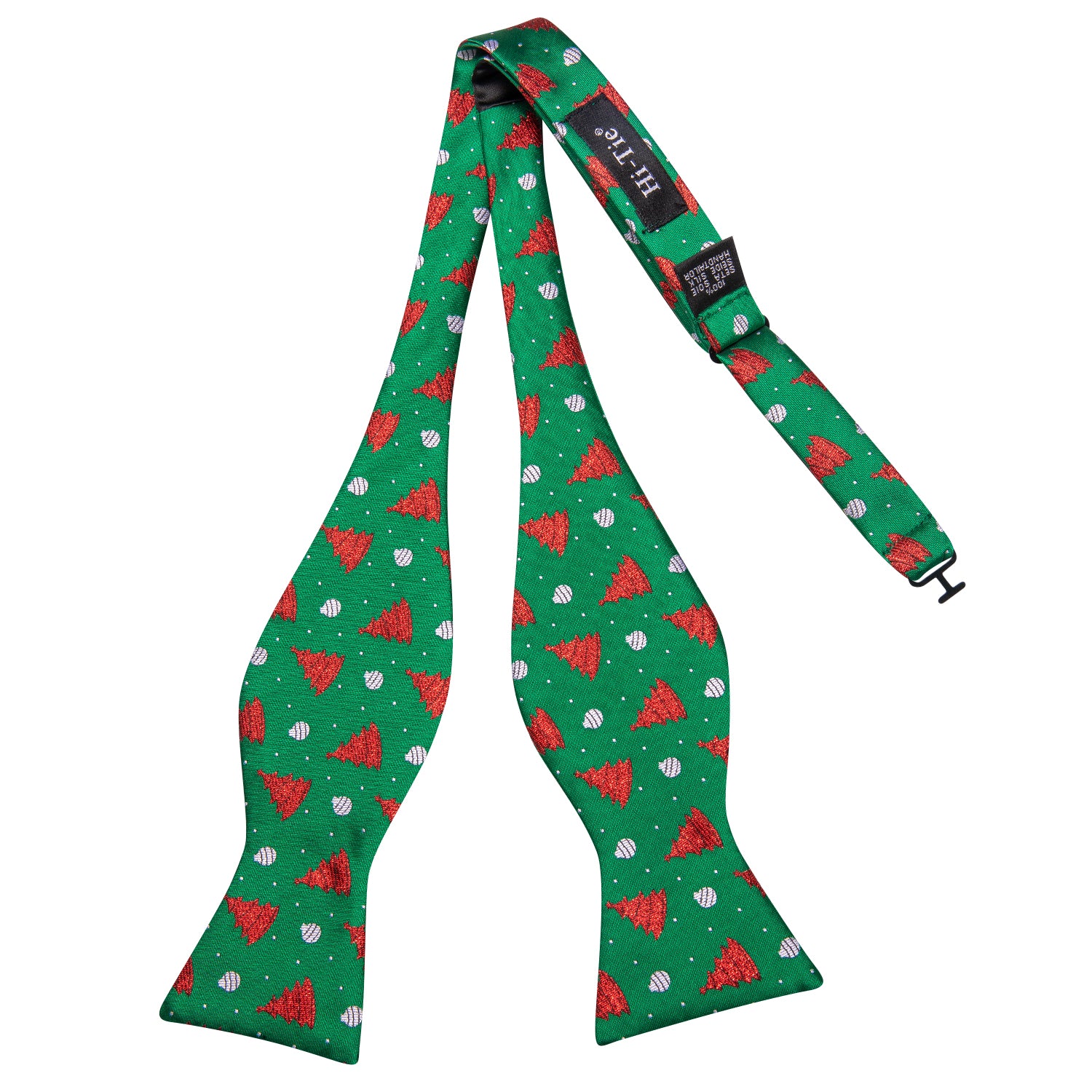 Green Red Christmas Tree Self-tied Bow Tie Hanky Cufflinks Set