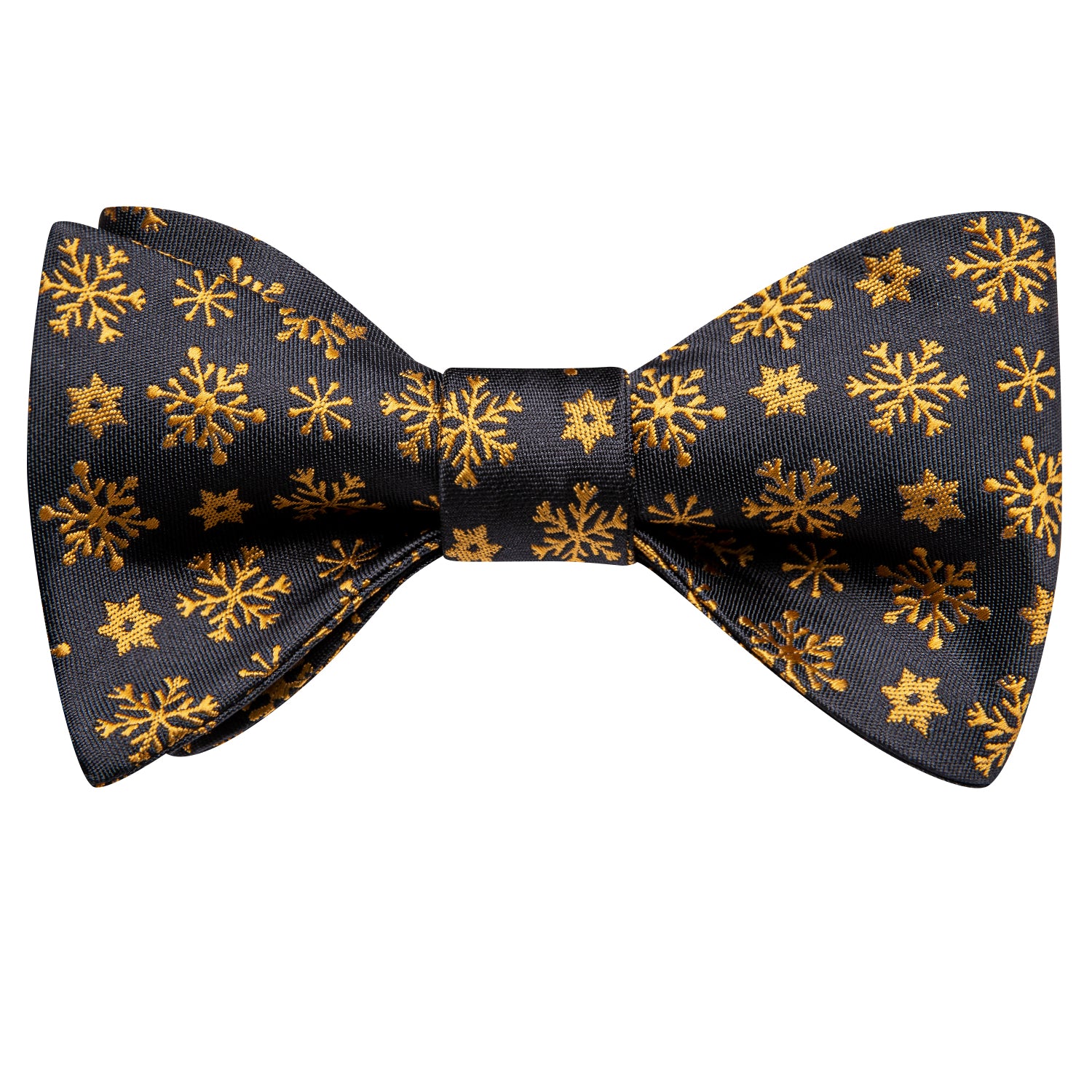 Black Golden Christmas Snowflake Self-tied Bow Tie Hanky Cufflinks Set