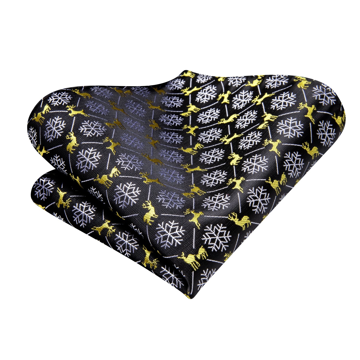 Black White Christmas Snowflakes Self-tied Bow Tie Hanky Cufflinks Set