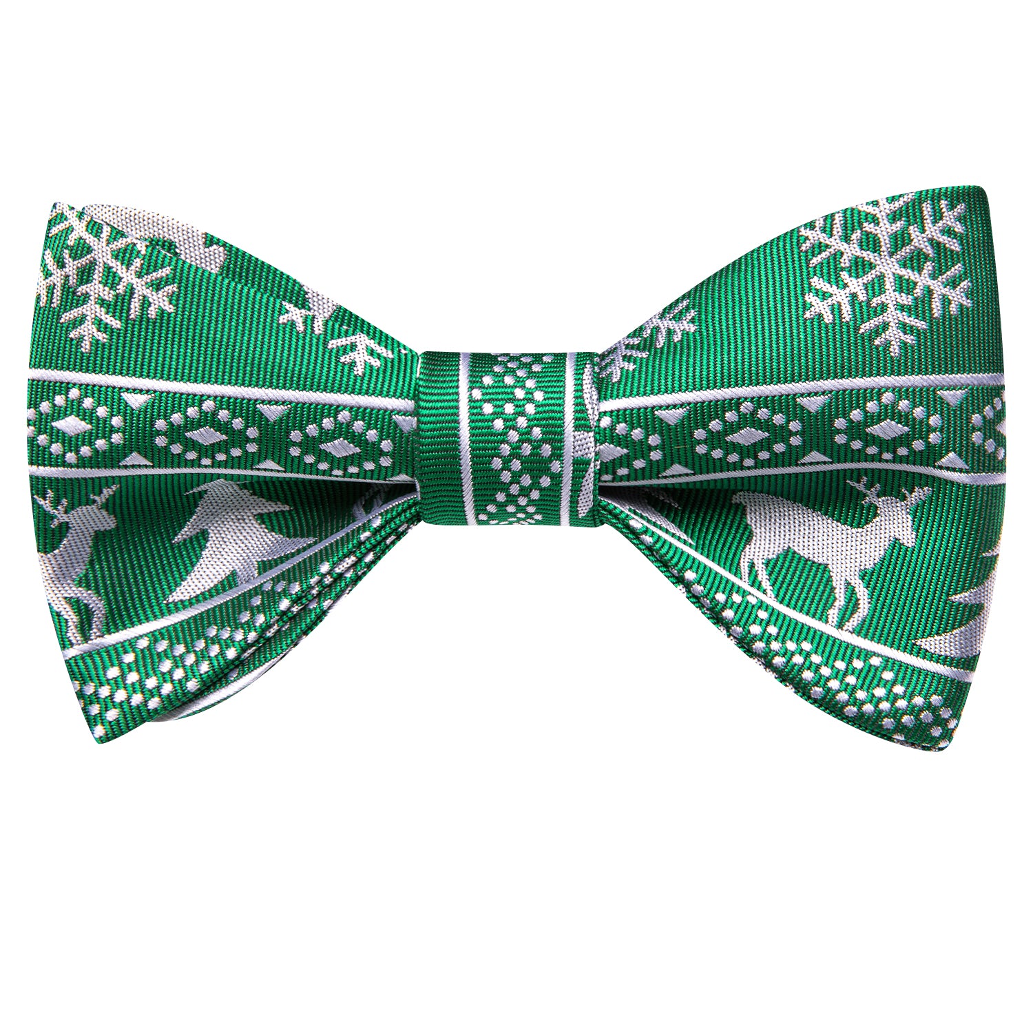 Green White Christmas Novelty Self-tied Bow Tie Hanky Cufflinks Set