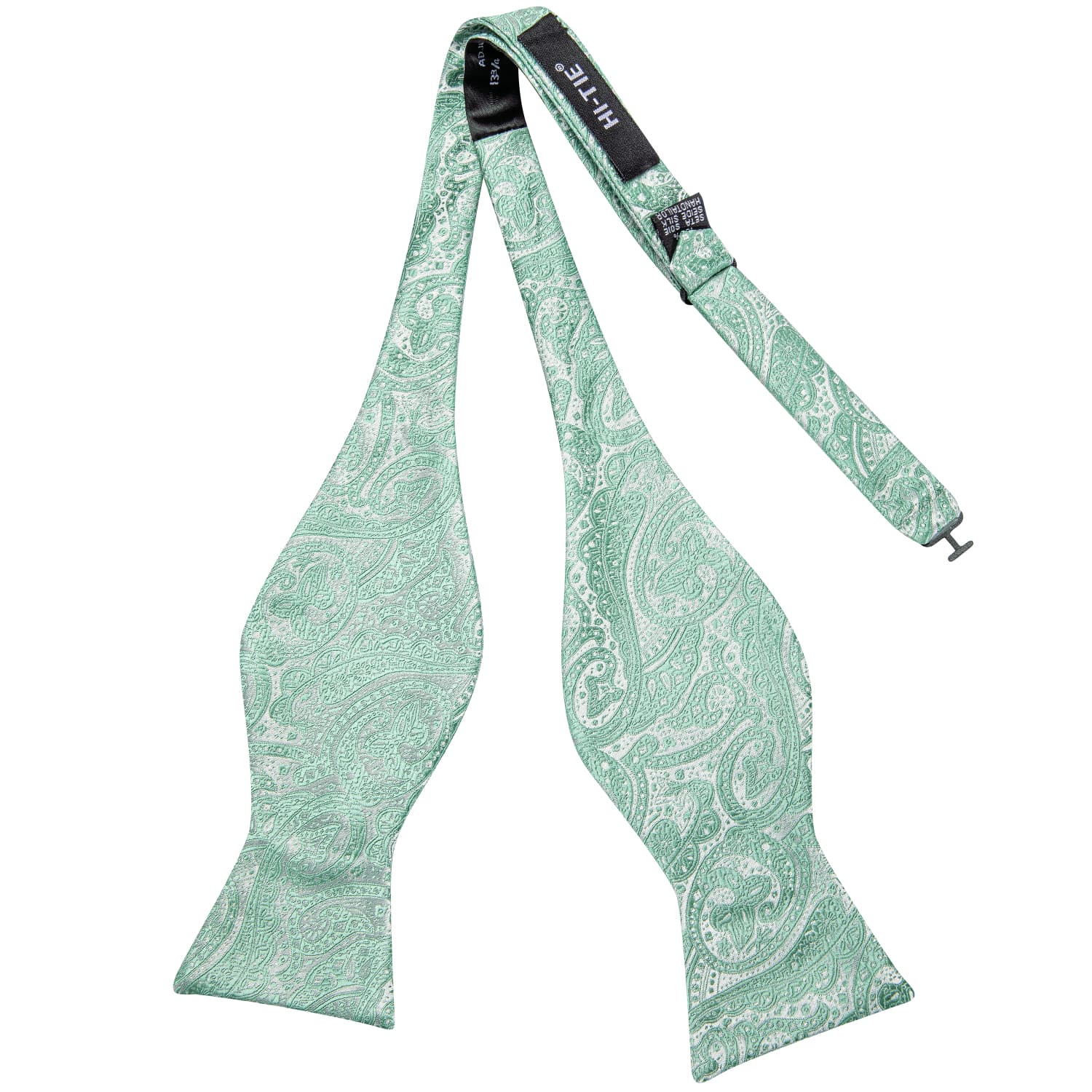 Bow Tie Aqua Green Jacquard Paisley Men Tie Hanky Cufflinks Set