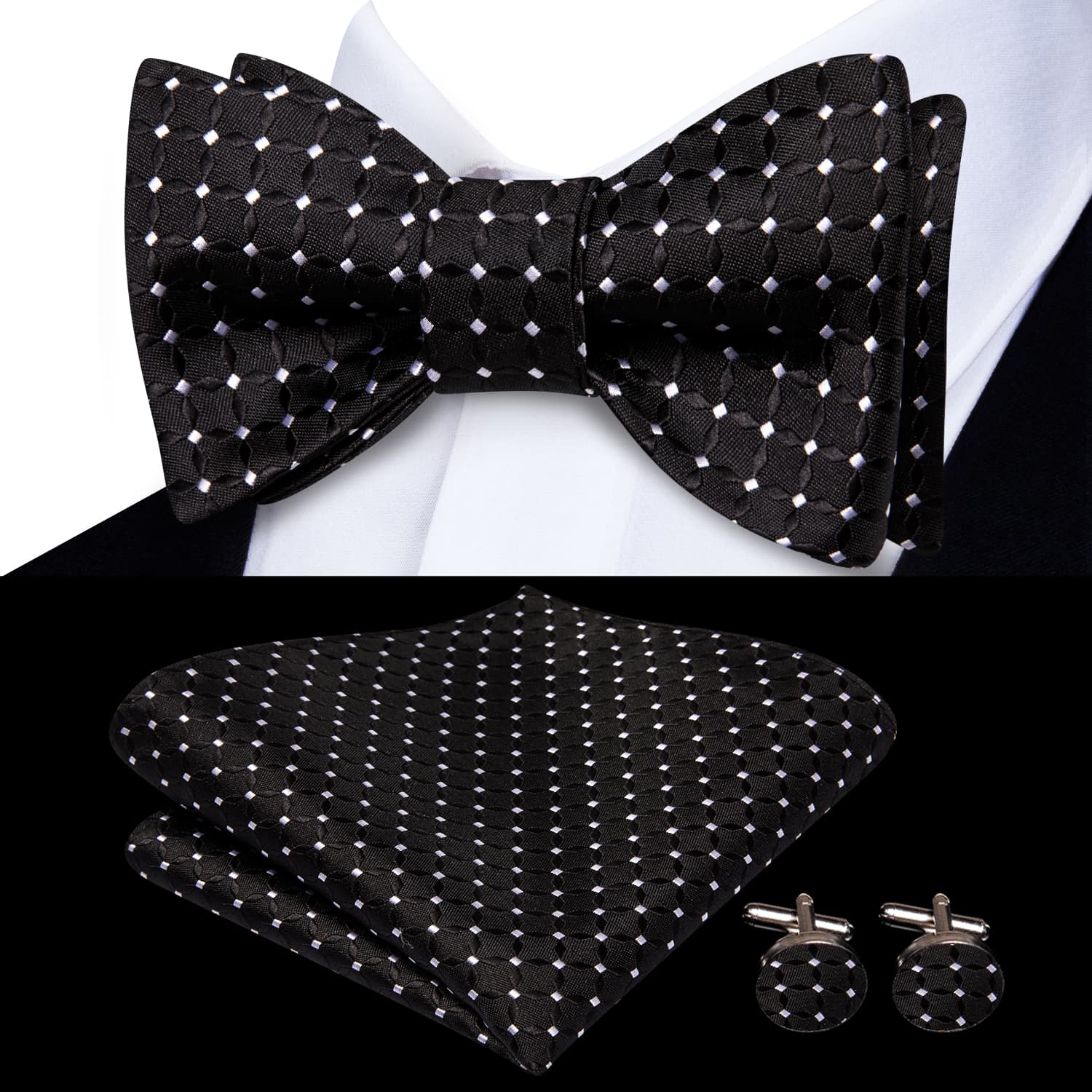 black bow ties near me with black suit white shirt 