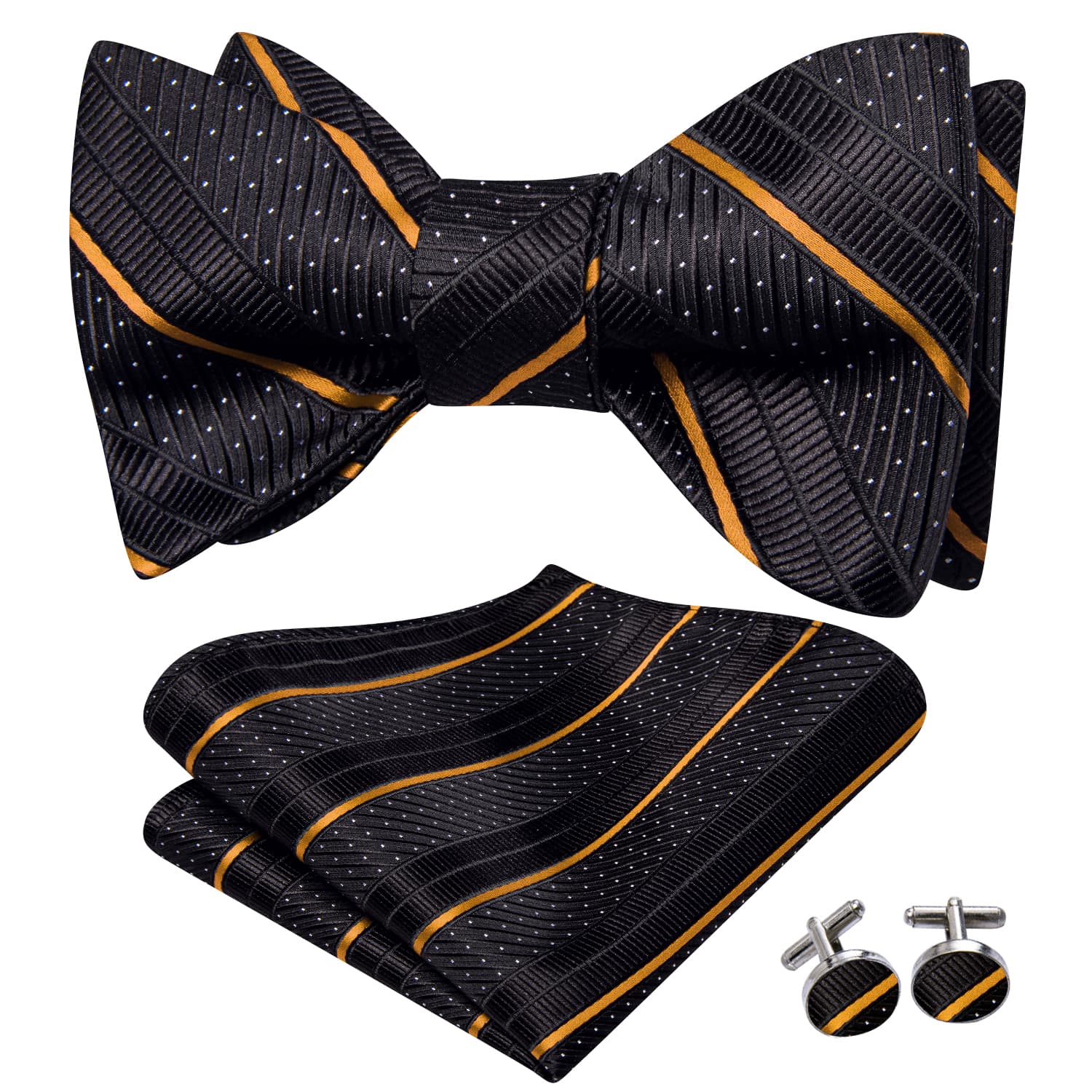 black bow ties for men and gold  stripes 