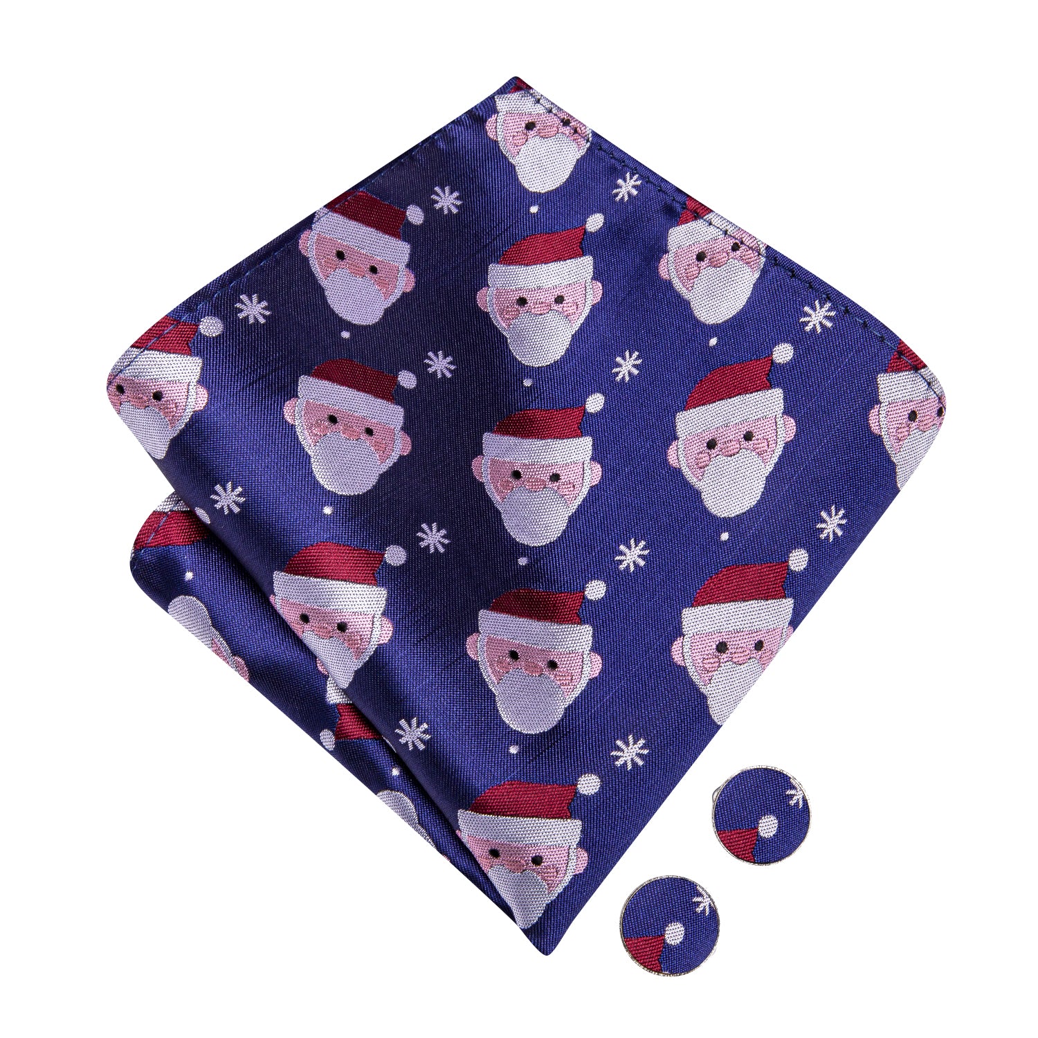 Blue Christmas Snowman Pre-tied Bow Tie Hanky Cufflinks Set