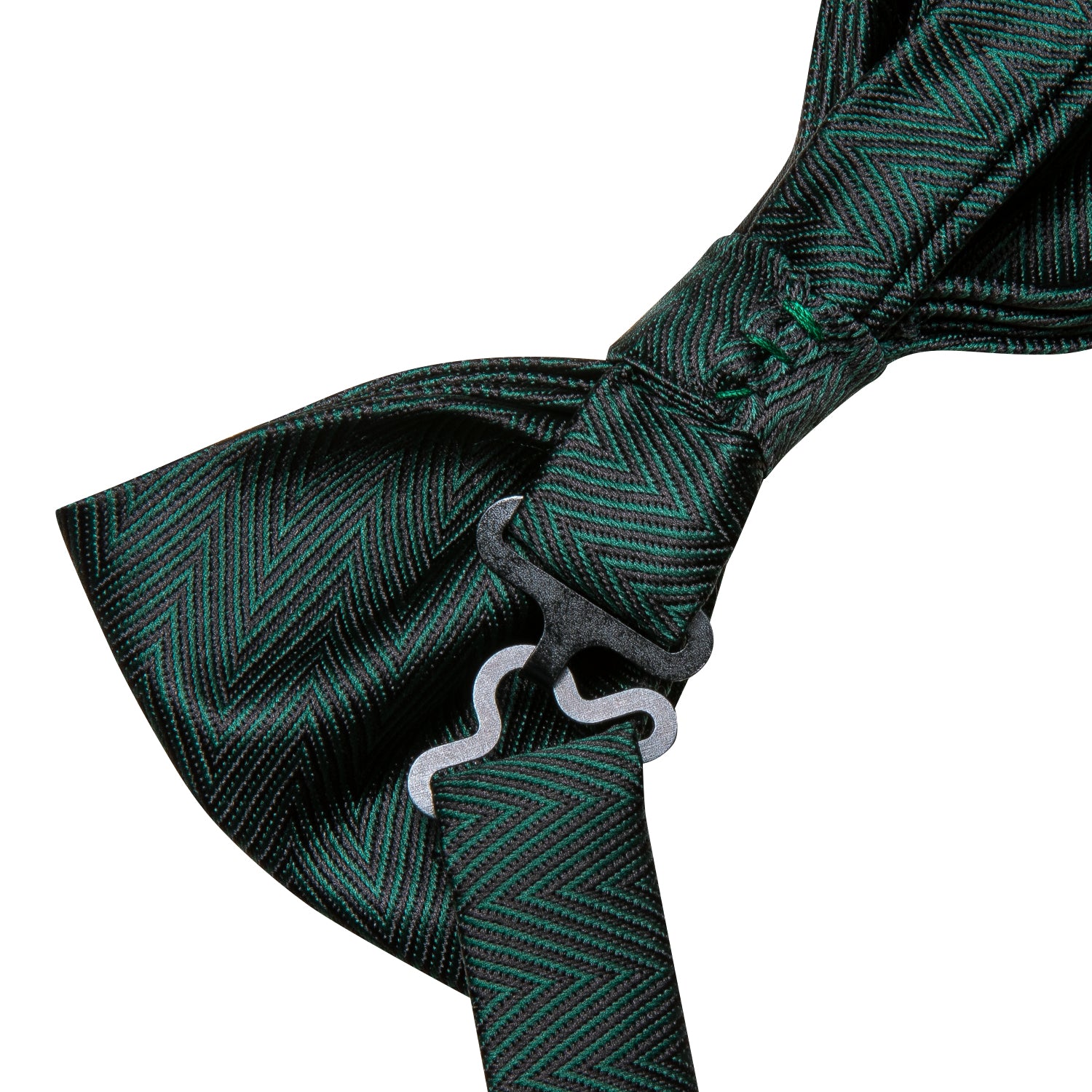 Hi-Tie Deep Green Novelty Pre-tied Bow Tie Hanky Cufflinks Set