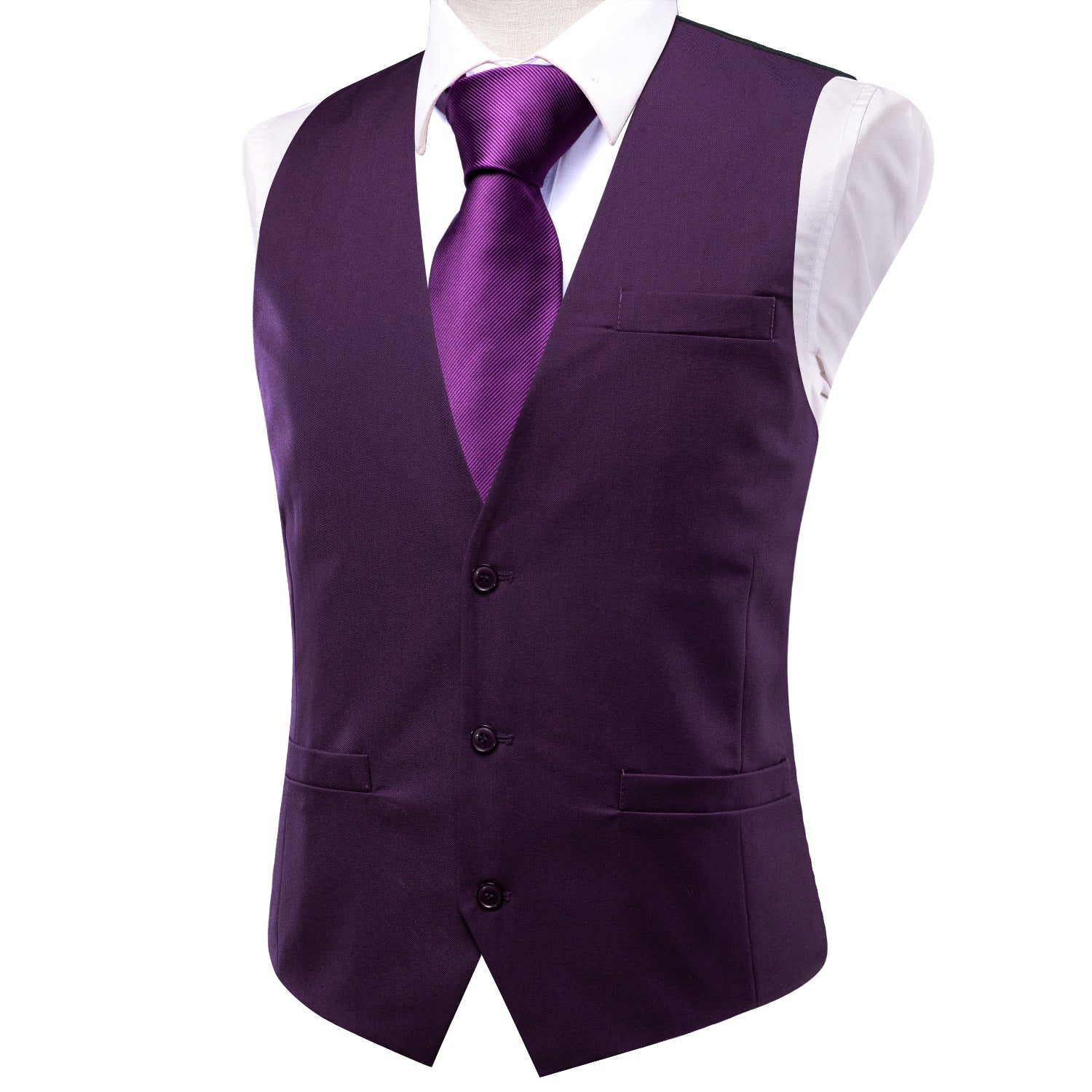 Deep Purple Solid Silk Style Men's Single Vest