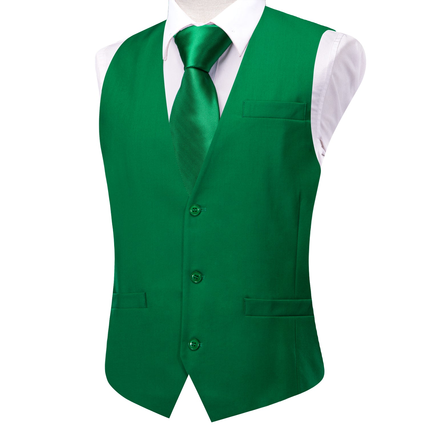 Forest Green Solid Silk Style Men's Single Vest