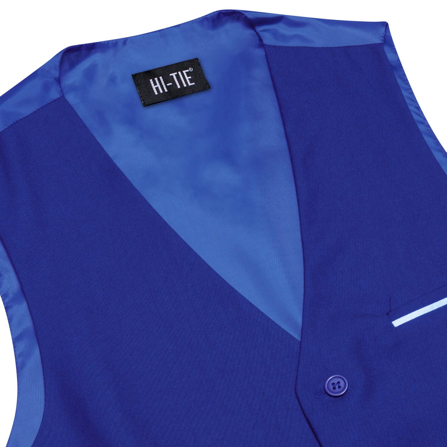 Hi-Tie Men's Work Vest Cobalt Blue Solid Silk Vest Classic Hot