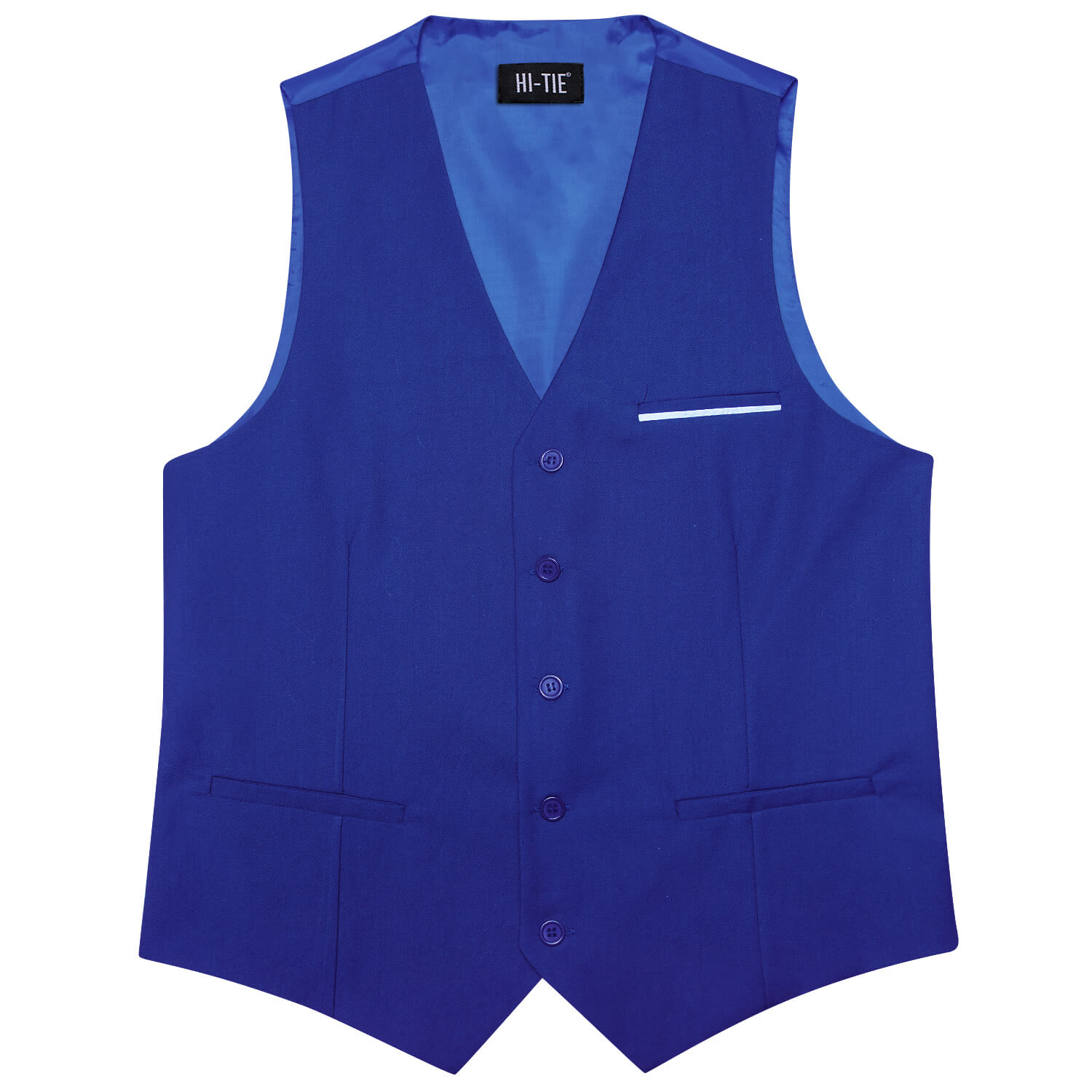 Hi-Tie Men's Work Vest Cobalt Blue Solid Silk Vest Classic Hot
