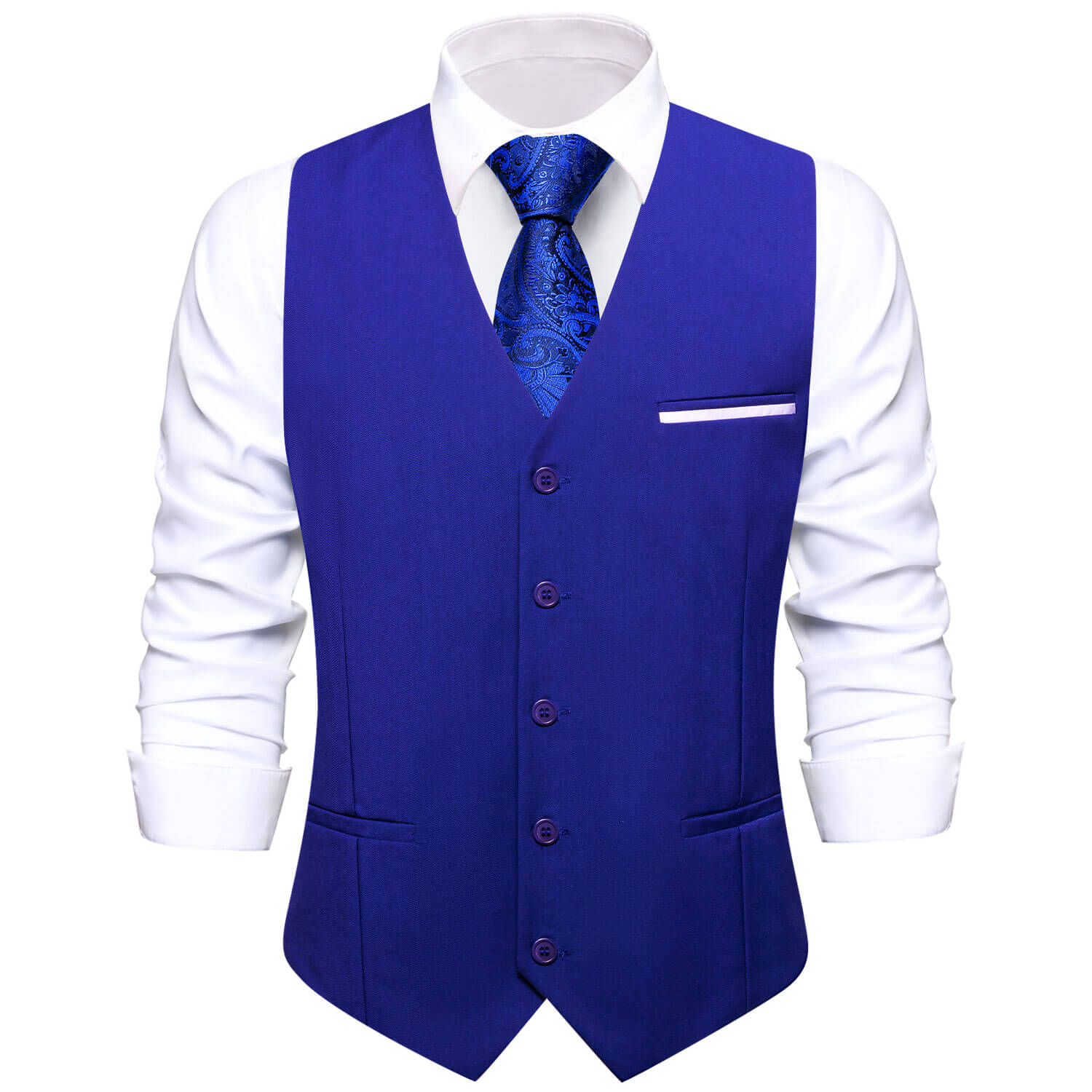 Cobalt Blue Solid Silk Vest