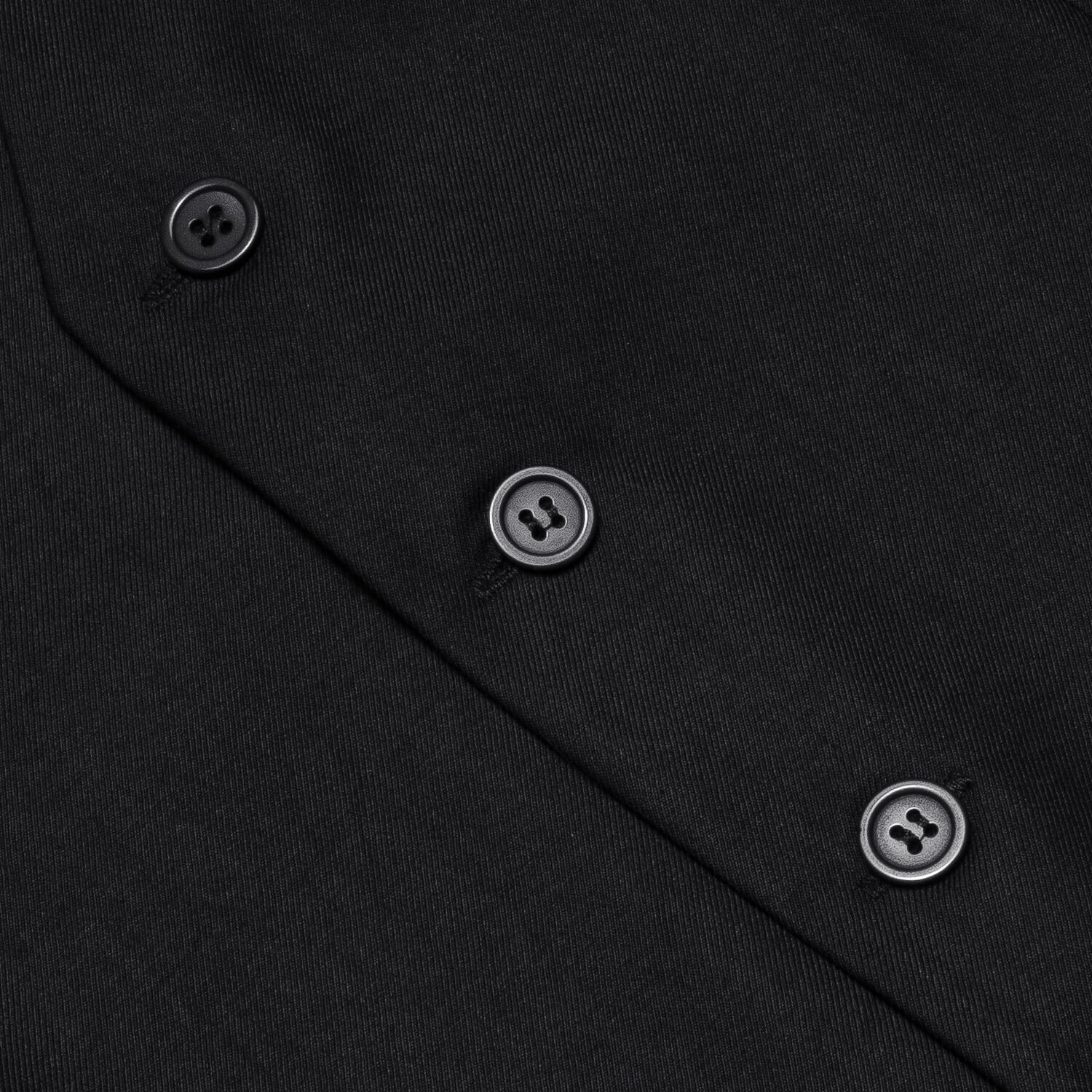 Hi-Tie Men's Work Vest Black Solid Silk Vest Classic Business Waistcoat