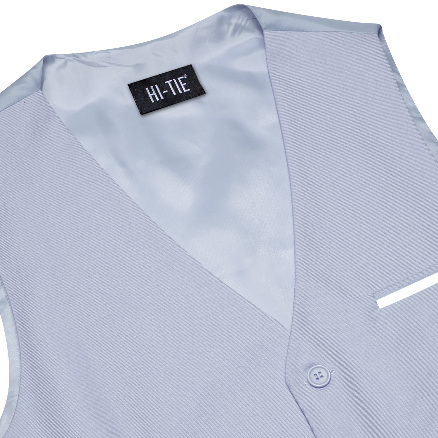 Hi-Tie Men's Work Vest Gray Blue Solid Silk Vest Business Waistcoat
