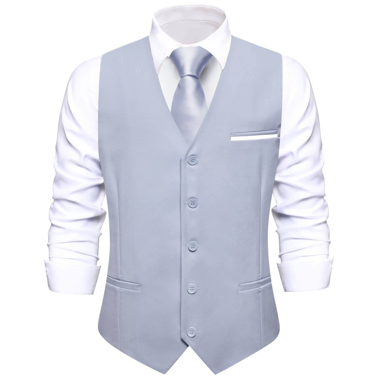  Gray Blue Solid Silk Vest 
