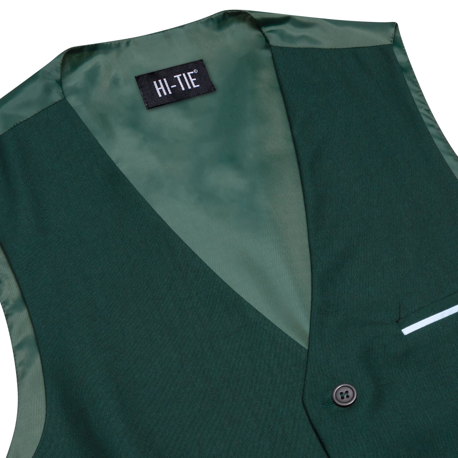 Hi-Tie Men's Vest Sapphire Pine Green Solid Silk Vest Business