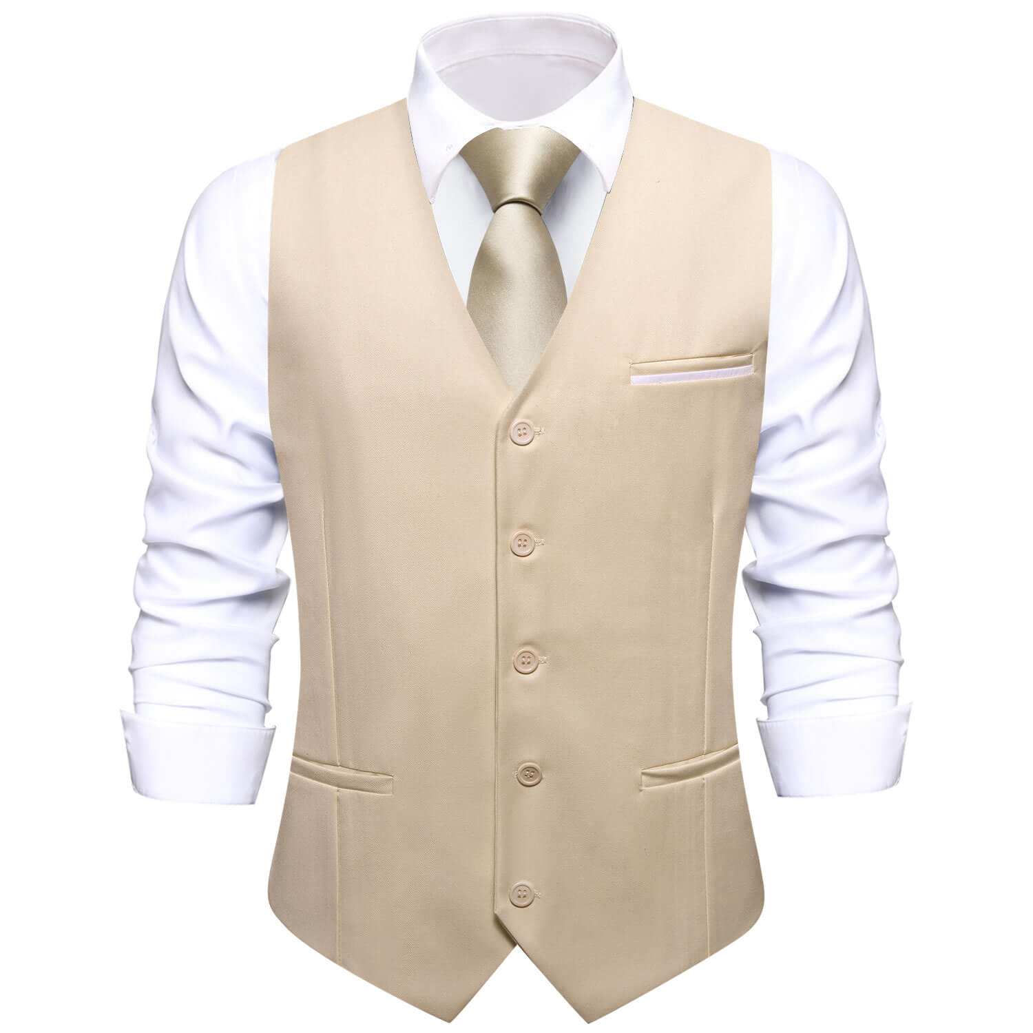  Light Khaki Solid Silk Vest